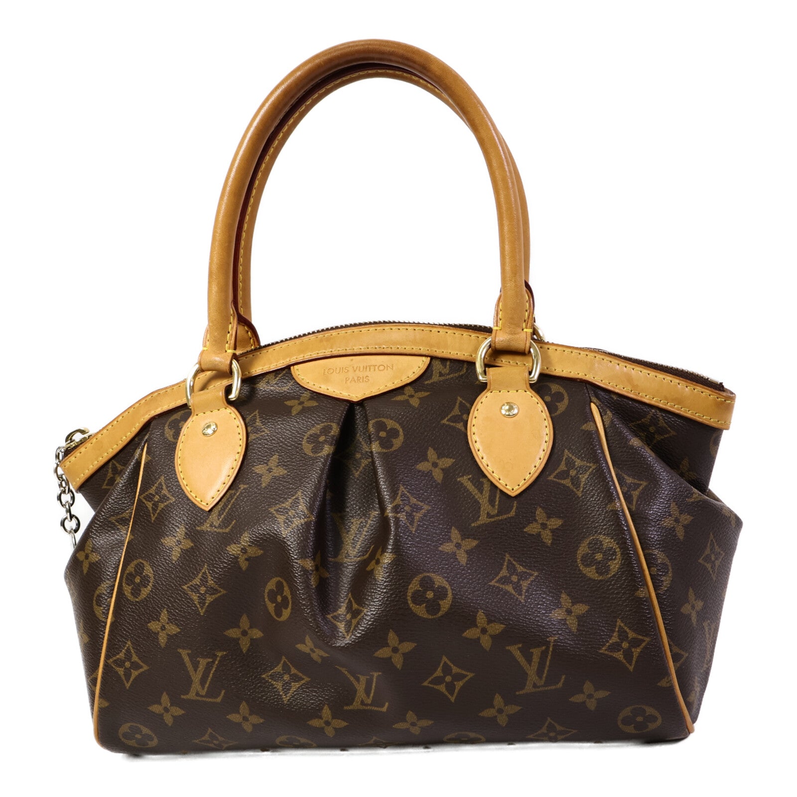 LOUIS VUITTON Monogram Tivoli PM金扣手挽袋棕色