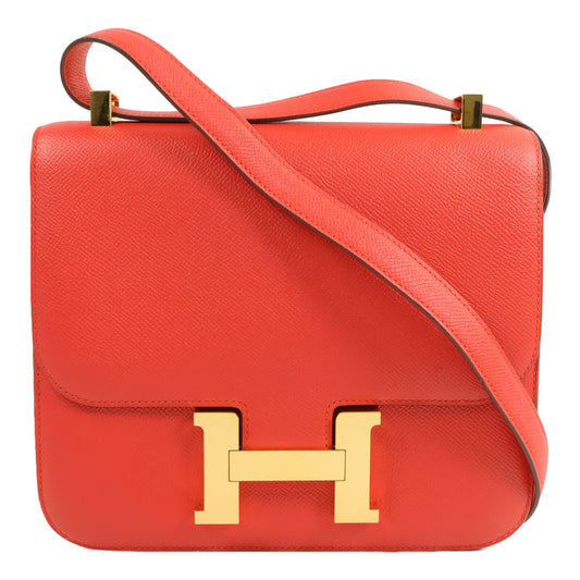 HERMES Epsom皮革Constance 24肩背袋Rouge De Coeur