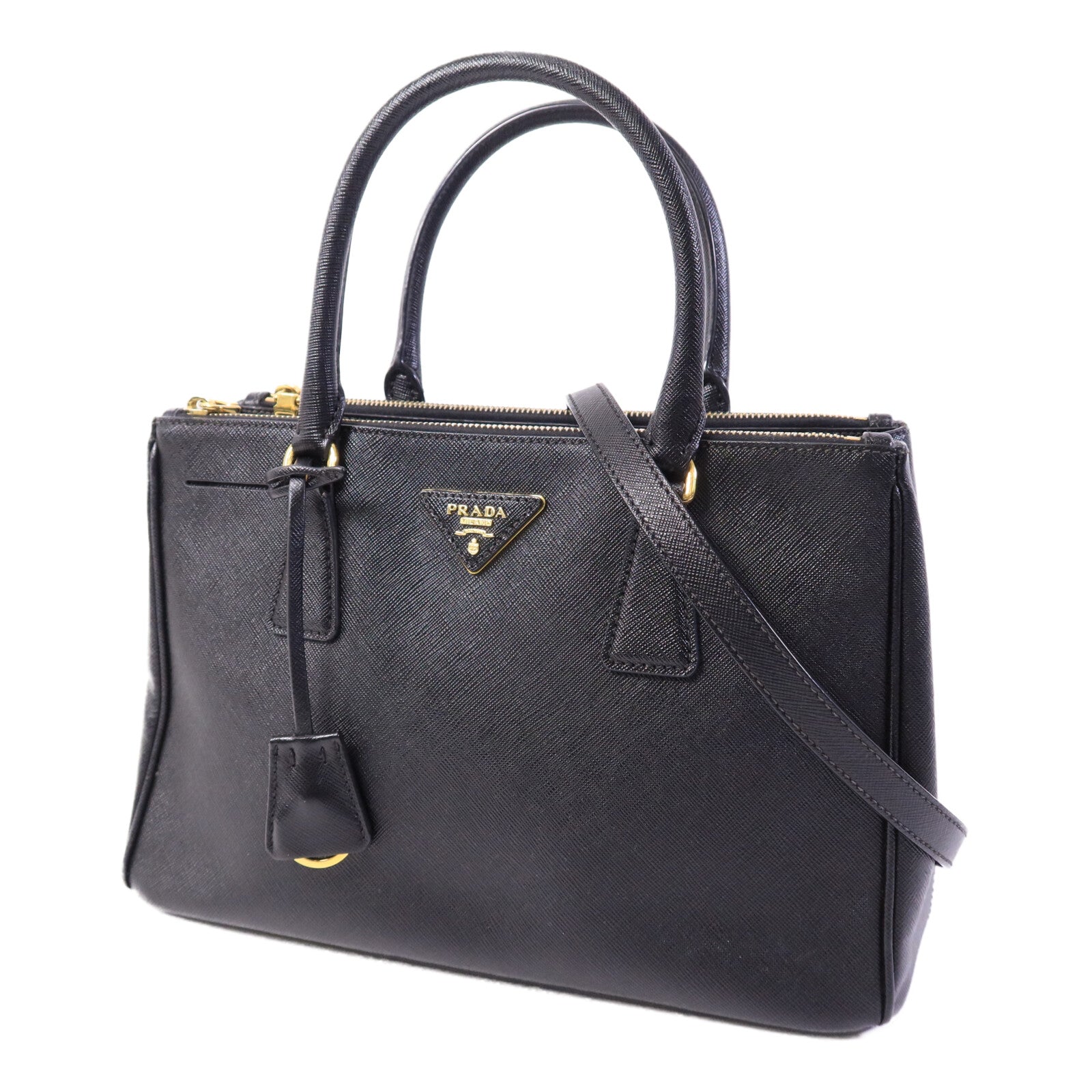 PRADA 牛皮皮革Saffiano Lux手挽肩背兩用袋