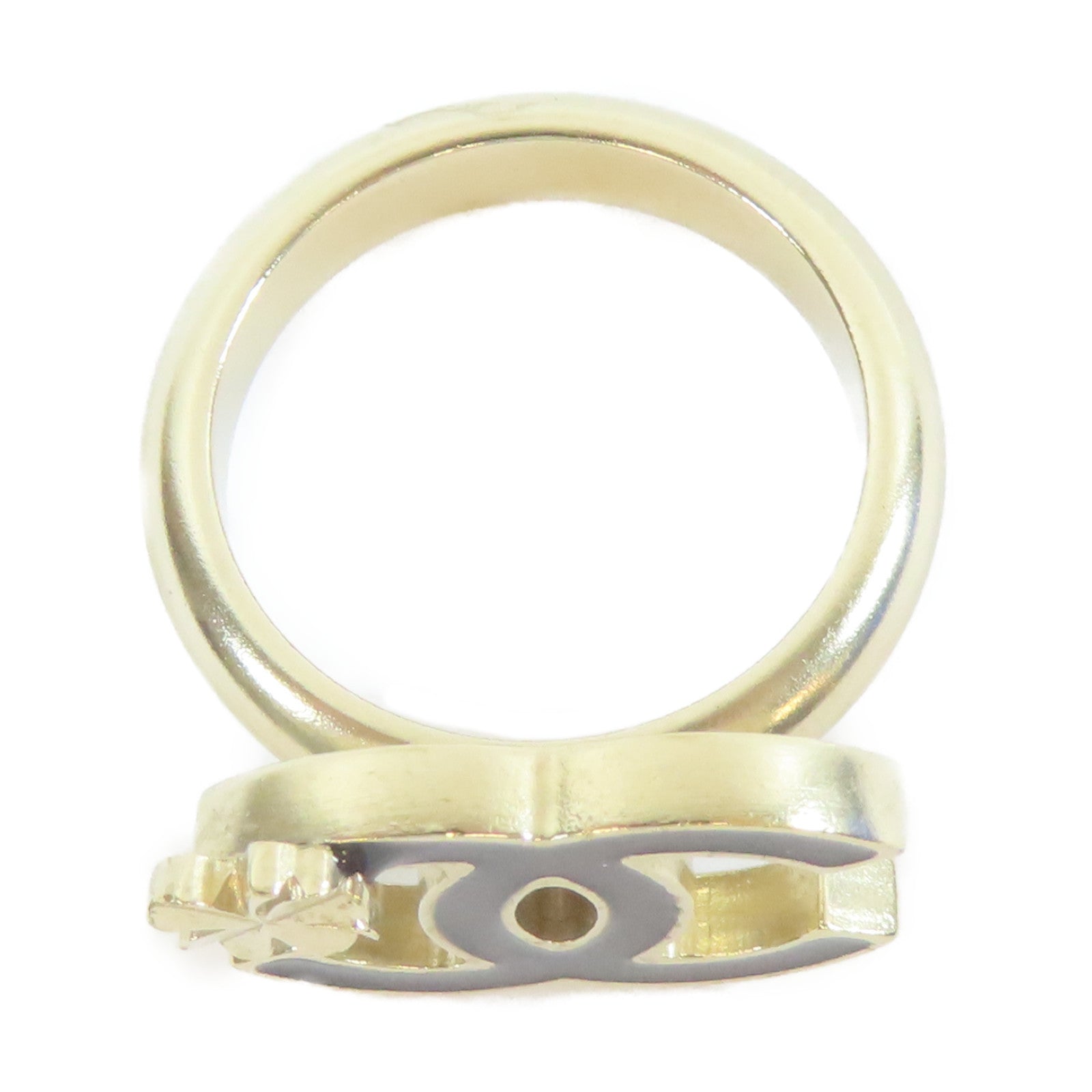 CHANEL 金屬Ring戒指金色/黑色US#6