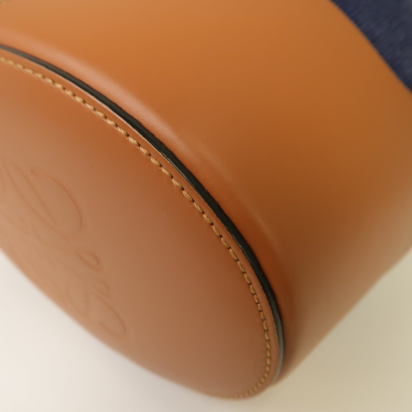 LOEWE 帆布Balloon Bag銀扣手挽肩背兩用袋藍色