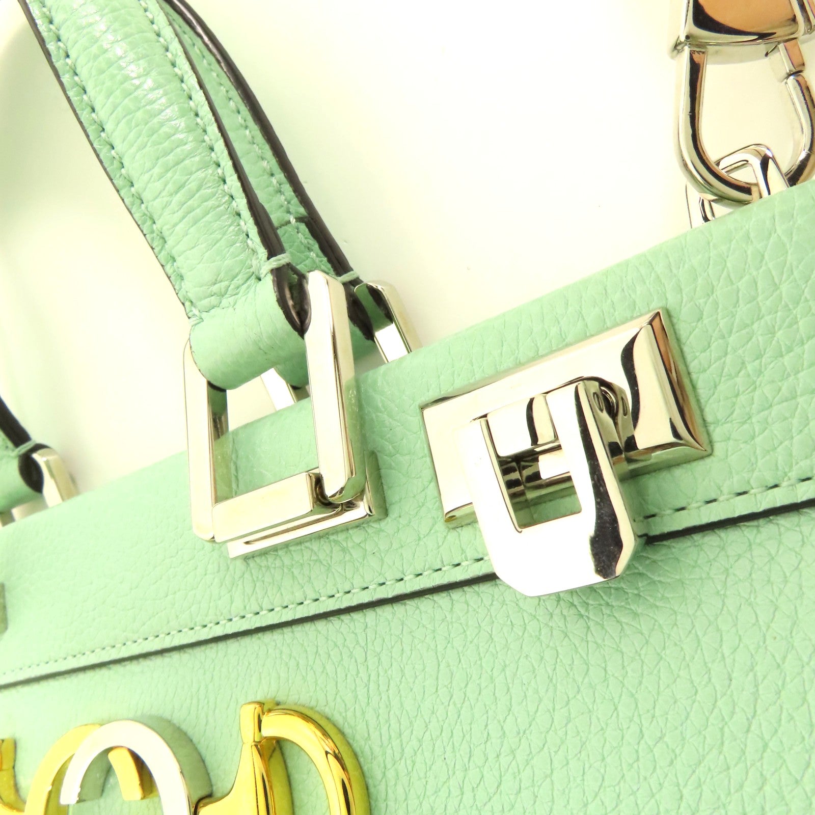 GUCCI 牛皮皮革Shoulder Bag銀扣手挽肩背兩用袋