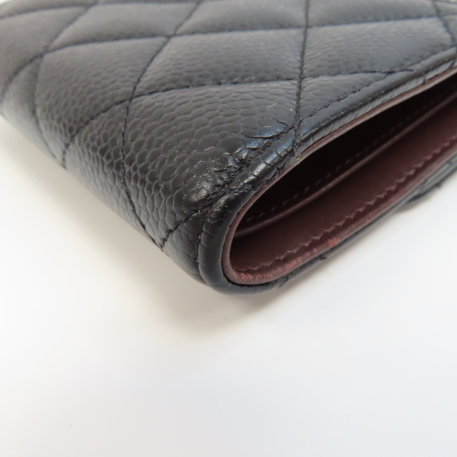 CHANEL 菱格Caviar皮革Wallet銀扣錢包黑色
