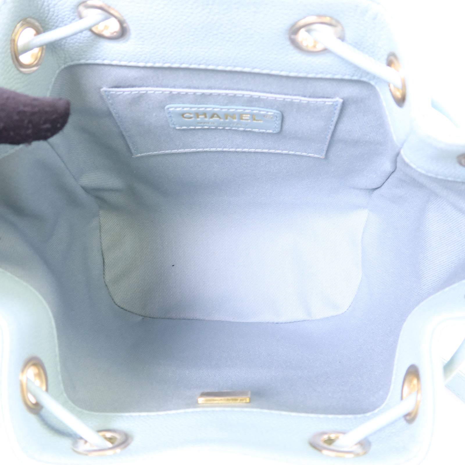 CHANEL 牛皮皮革Bucket Bag金扣鏈帶肩背袋