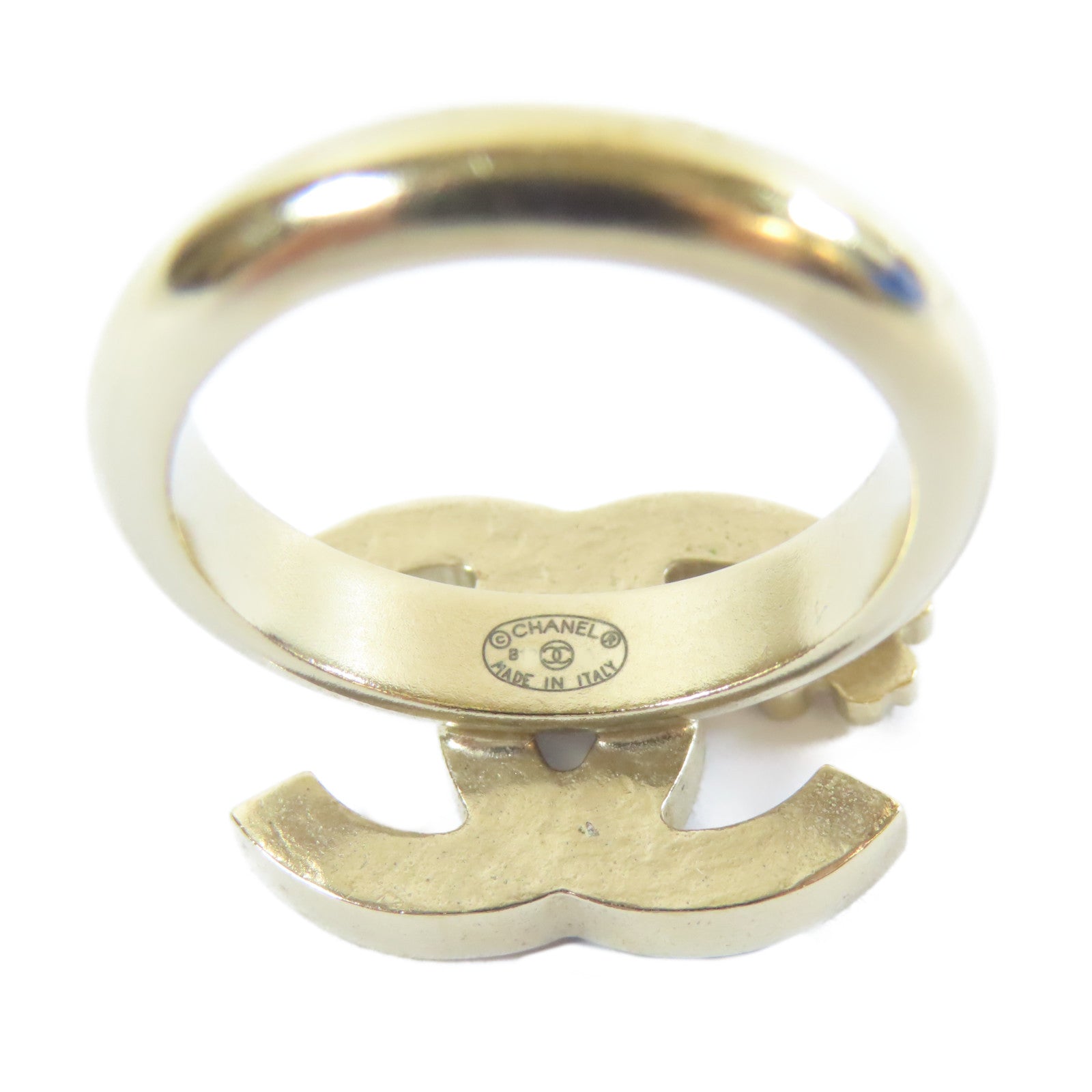 CHANEL 金屬Ring戒指金色/黑色US#6