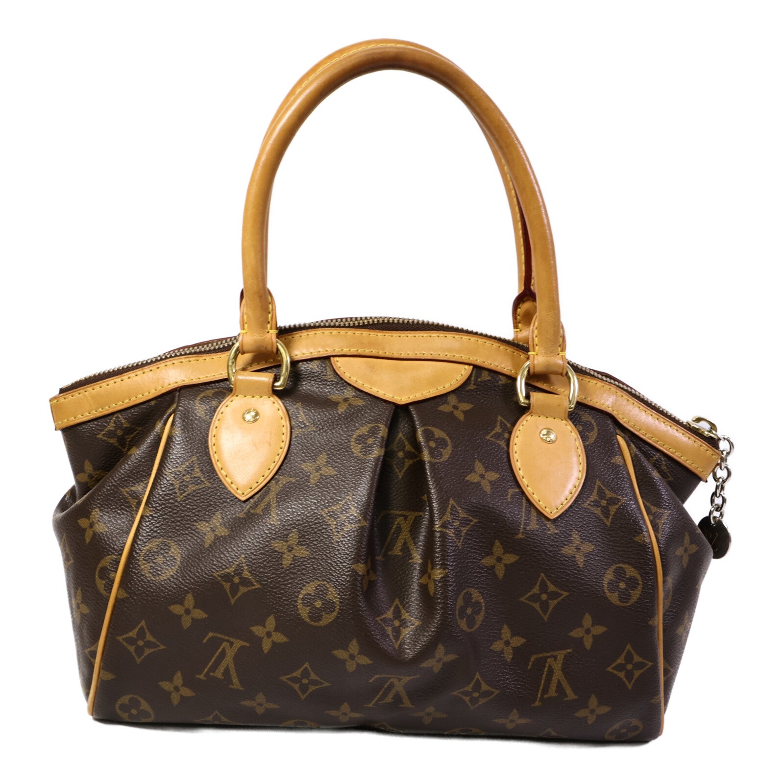 LOUIS VUITTON Monogram Tivoli PM金扣手挽袋棕色