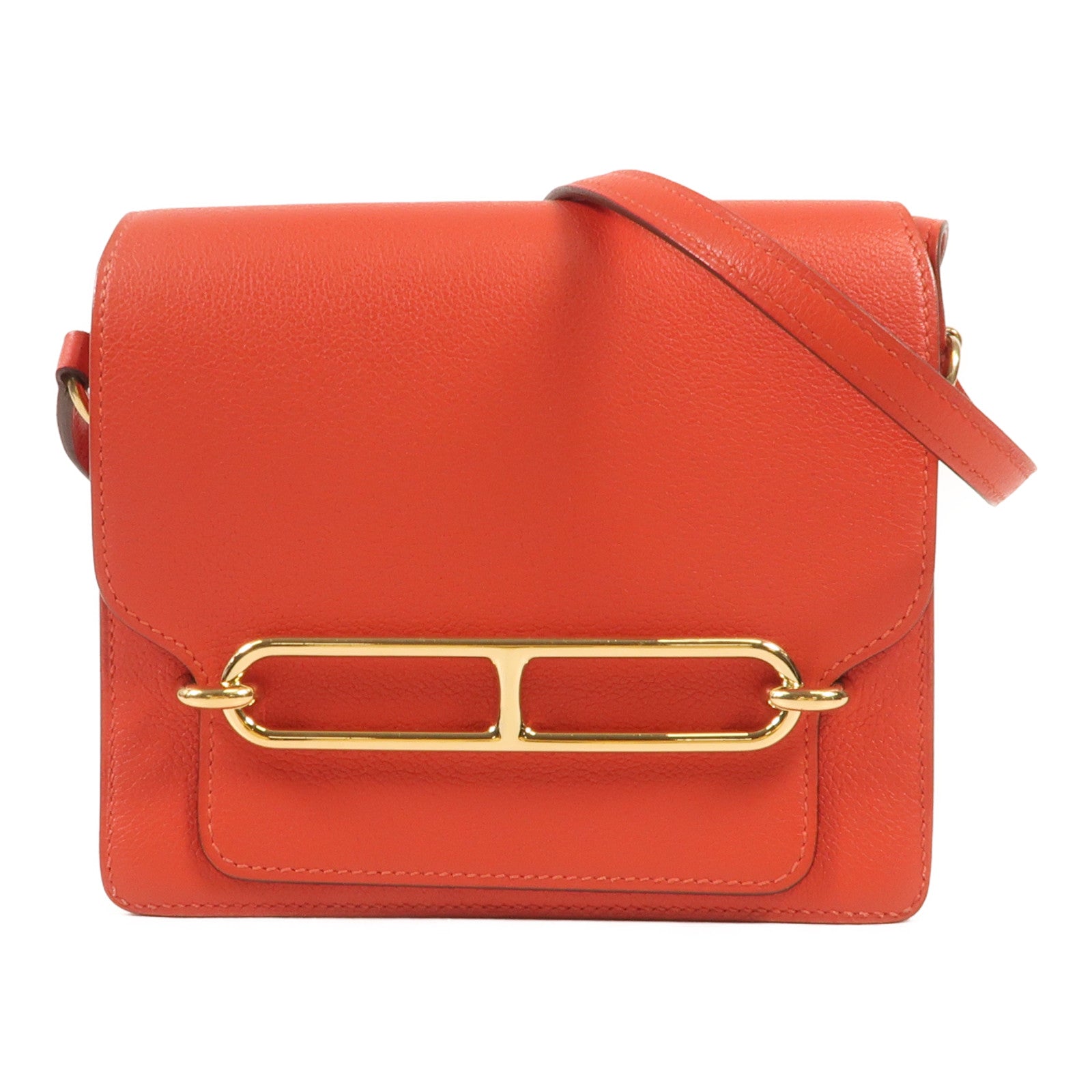 HERMES 【激減優惠】Evercolor皮革Mini Roulis金扣肩背袋Rouge Tomate