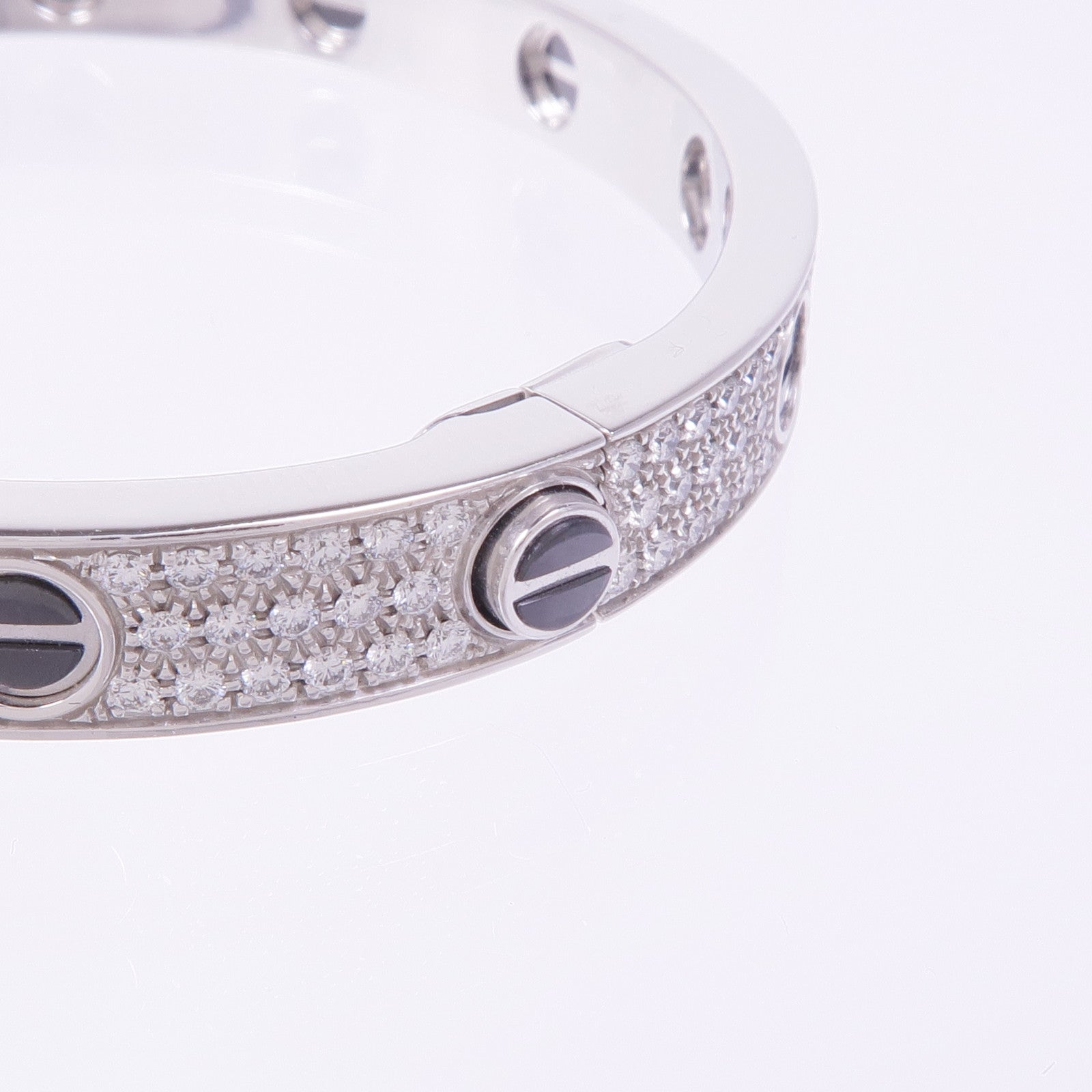 CARTIER 18K白金/陶瓷Love Bangle鑽石手鐲Cartier#17