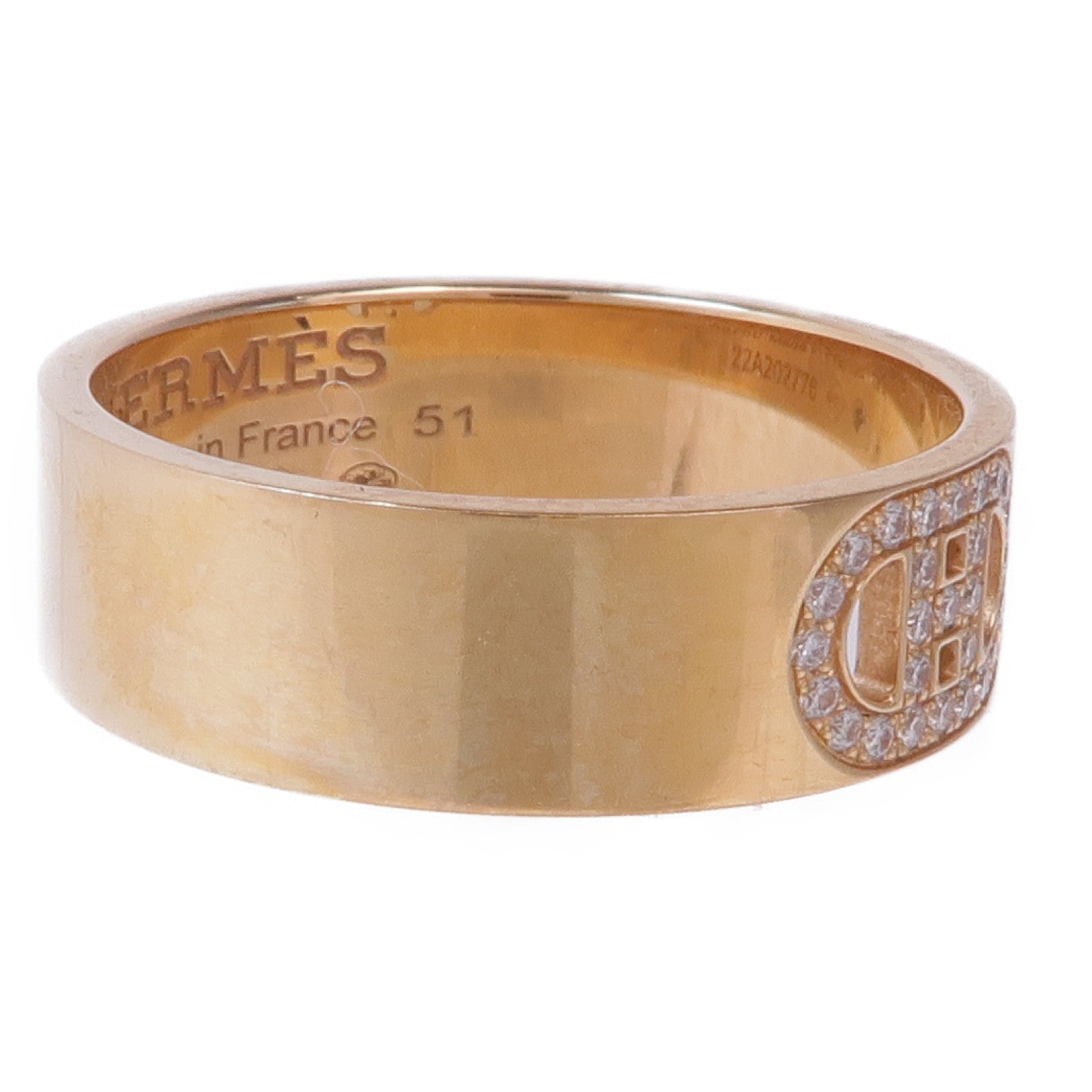 HERMES 18K玫瑰金d'ancre ring鑽石戒指Hermes#51/US#5.75