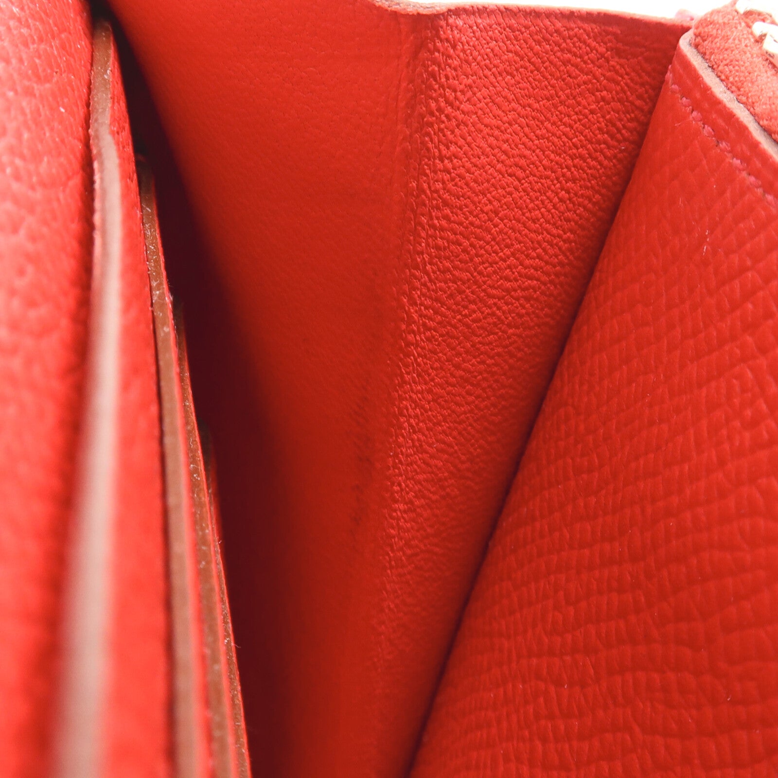 HERMES Epsom皮革Kelly Long Wallet銀扣長錢包Rouge Casaque