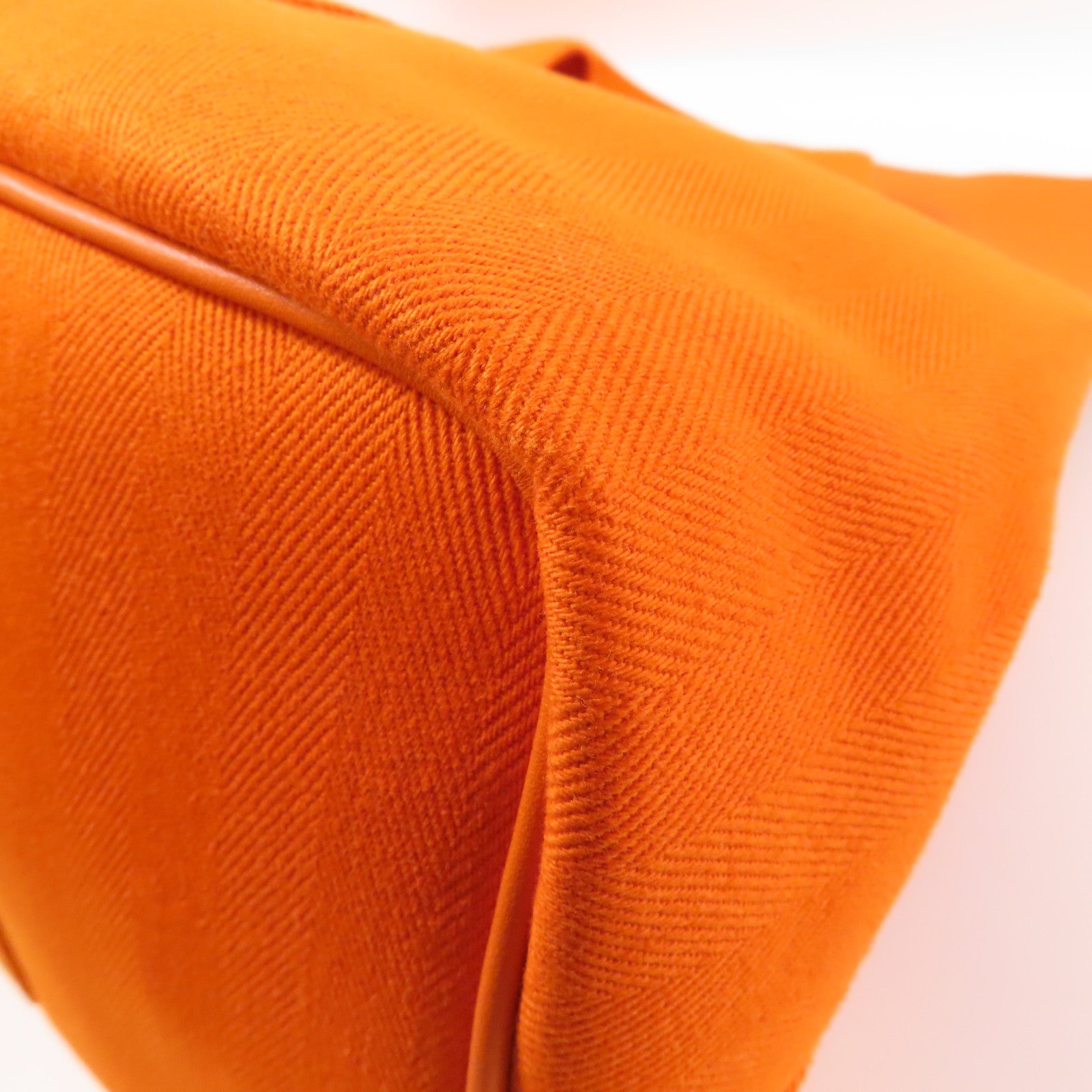HERMES 帆布Valparaiso銀扣手挽袋Orange
