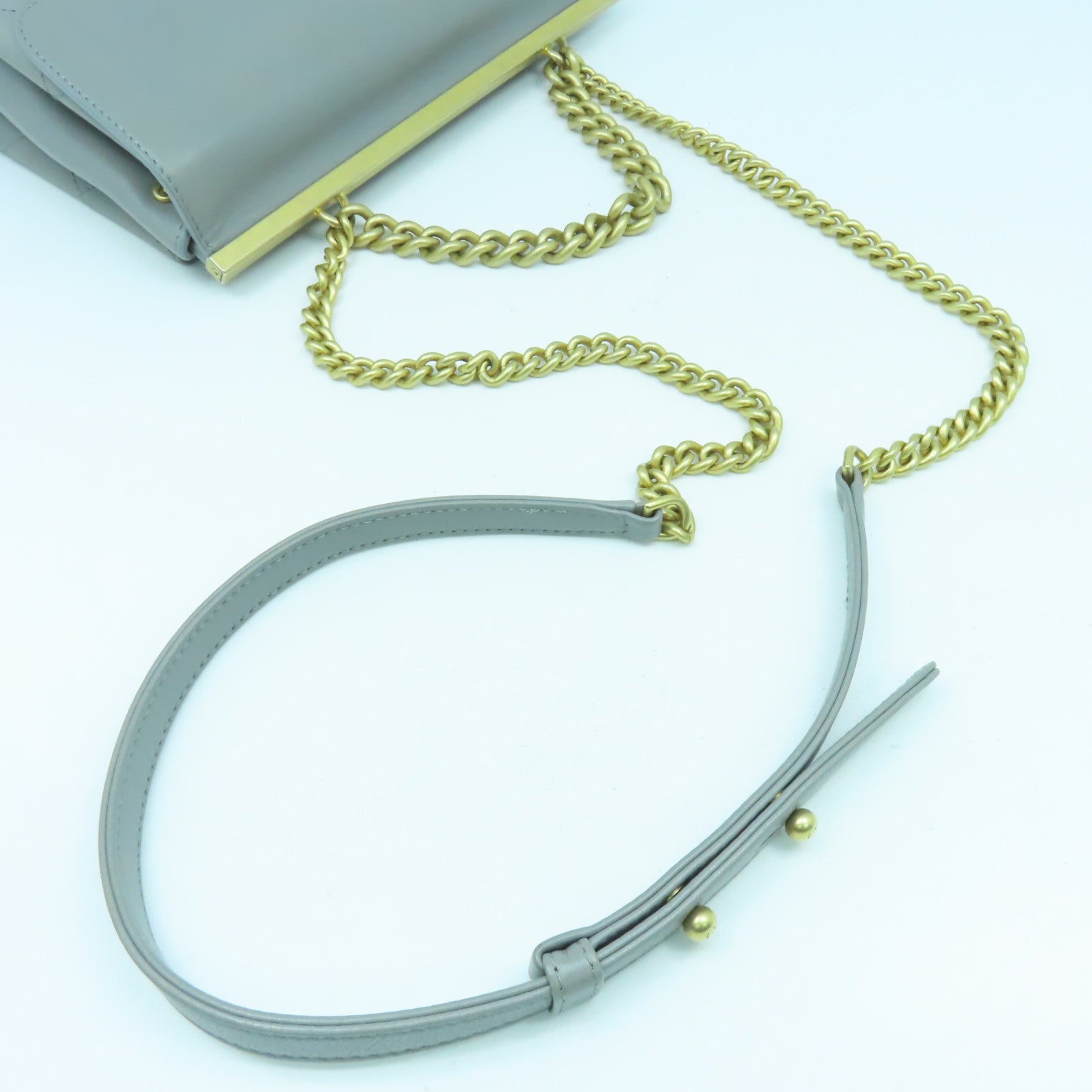 CHANEL 【激減優惠】菱格牛皮皮革Chain Shoulder Bag金扣手挽肩背兩用袋灰色
