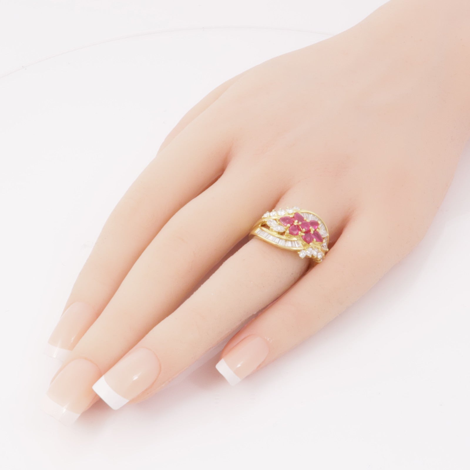 JEWELRY Ruby Diamond Ring 18K Yellow Gold US#6.5