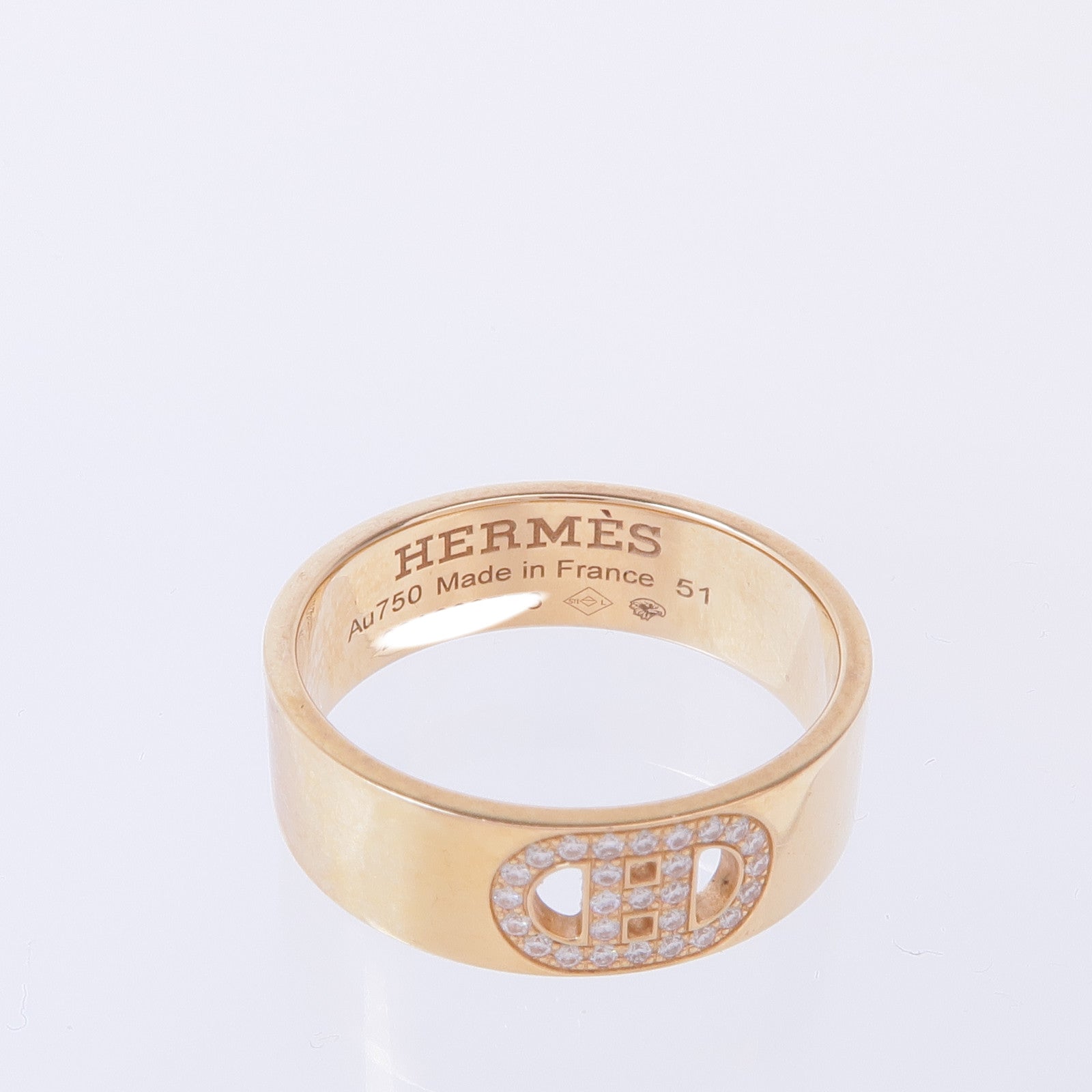 HERMES 18K玫瑰金d'ancre ring鑽石戒指Hermes#51/US#5.75
