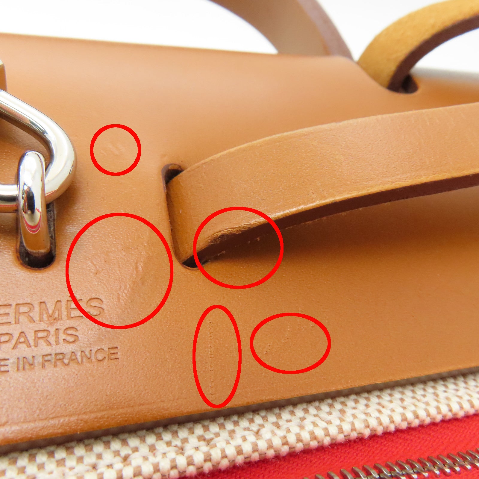 HERMES 【激減優惠】帆布Herbag PM銀扣手挽肩背兩用袋啡色/橙色