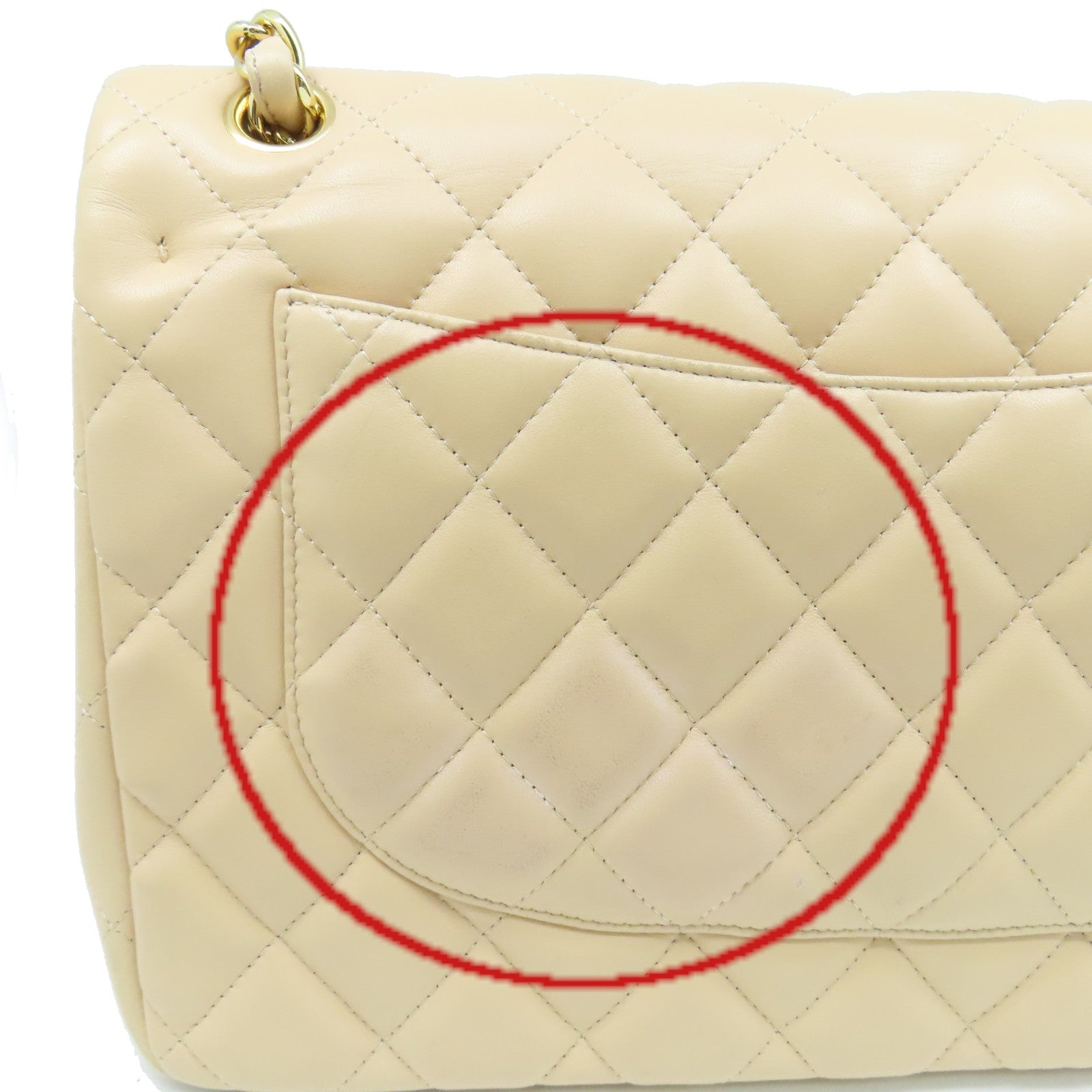 CHANEL 【激減優惠】菱格羊皮皮革Jumbo Chain Shoulder Bag金扣鏈帶肩背袋杏色
