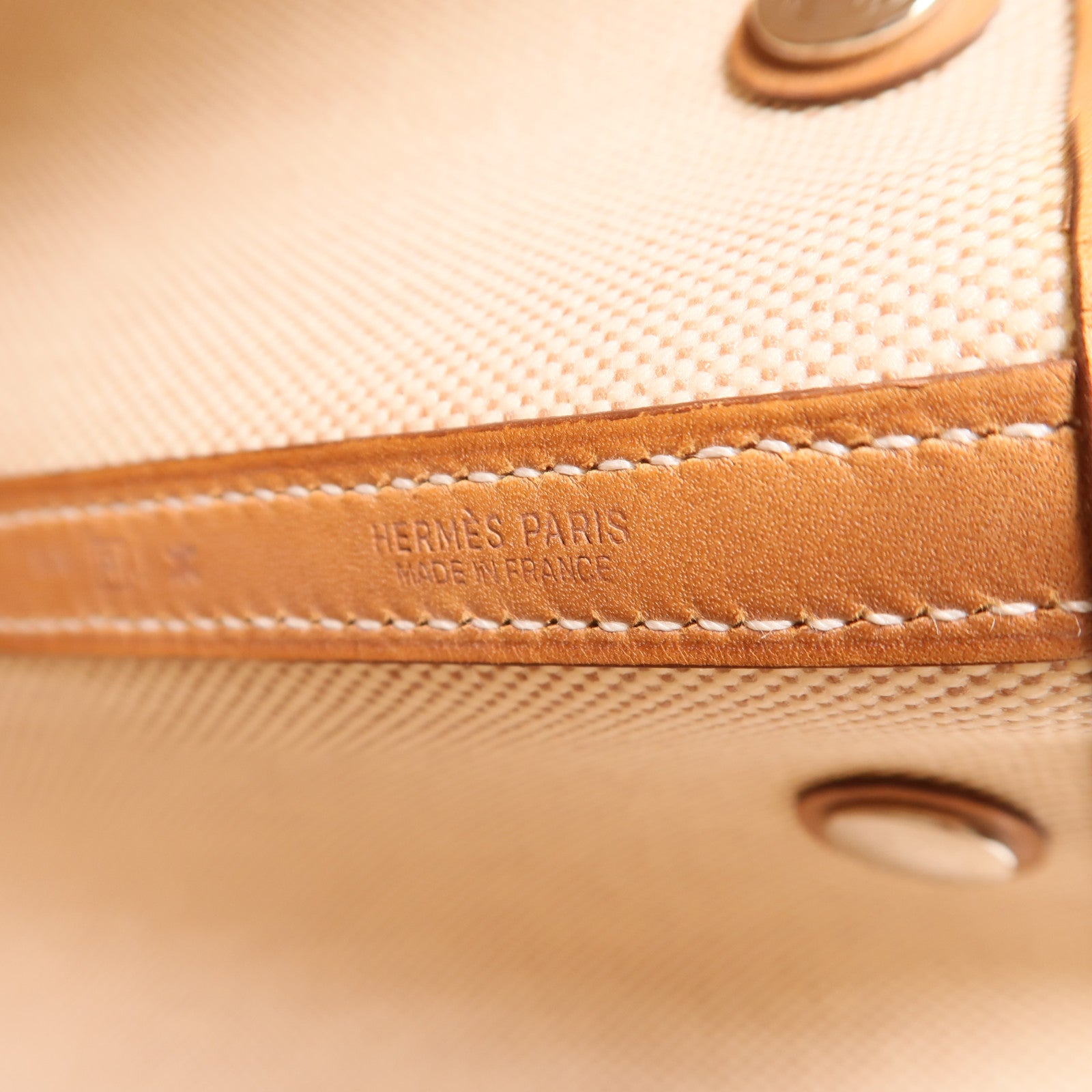 HERMES 帆布/Barenia皮革Garden Party PM手挽袋