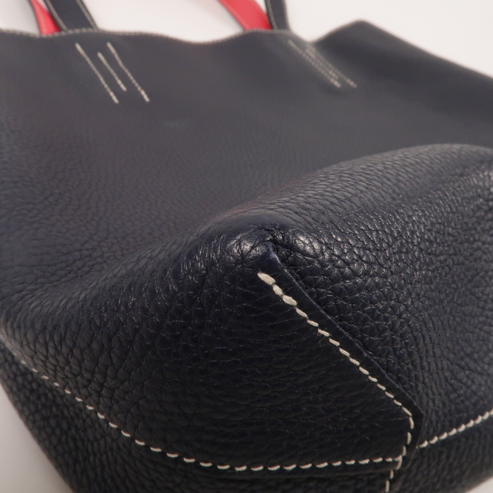 HERMES Clemence皮革Double Sens 28手挽袋Blue Nuit/Rose Extre