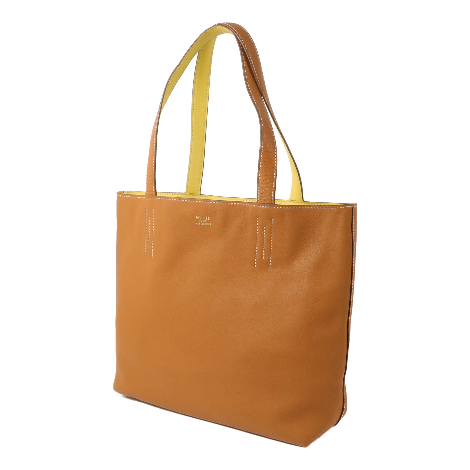 HERMES Swift皮革Double Sens 28肩背袋/手挽袋Gold/Lime