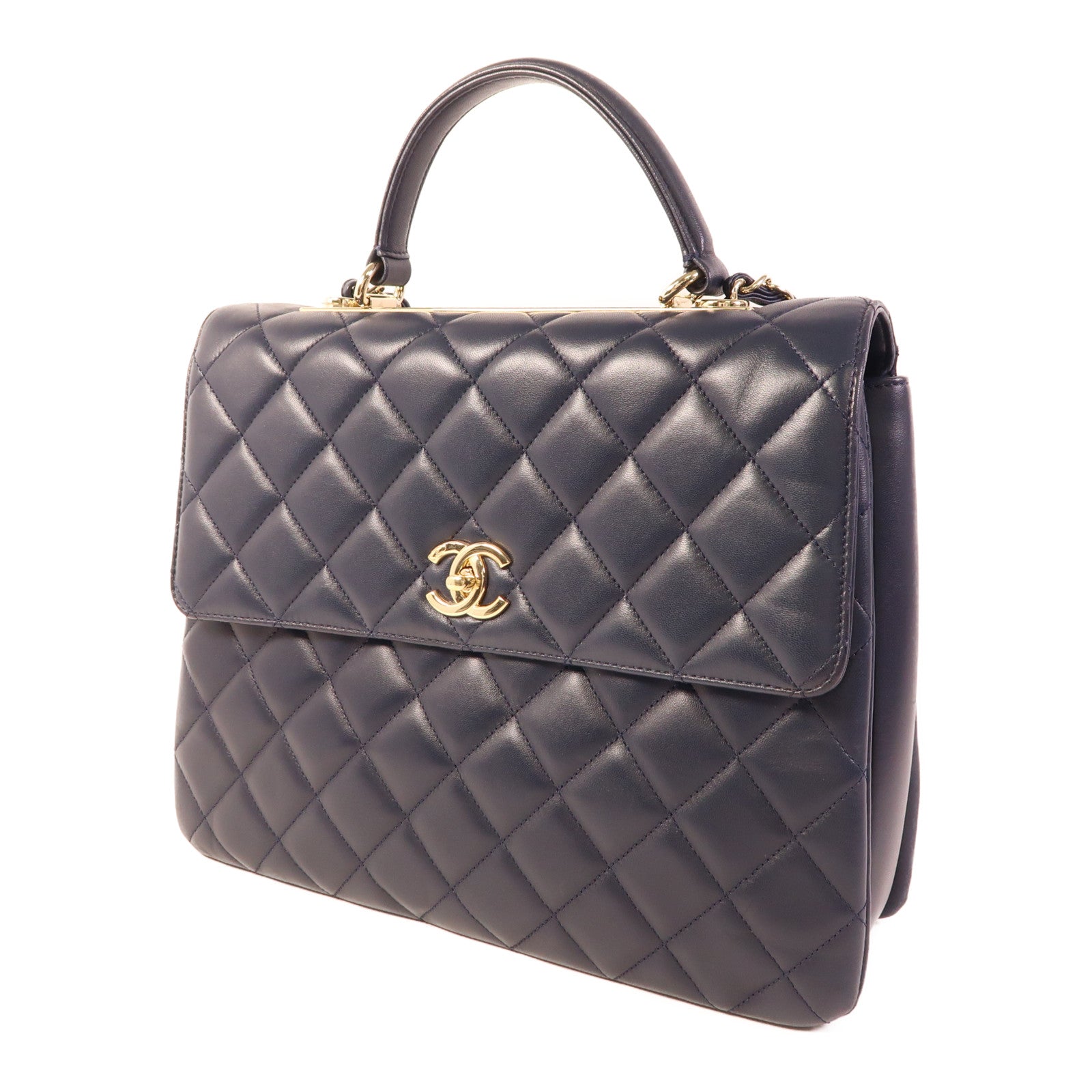 CHANEL 羊皮皮革Large Trendy CC Bag金扣鏈帶手挽肩背兩用袋