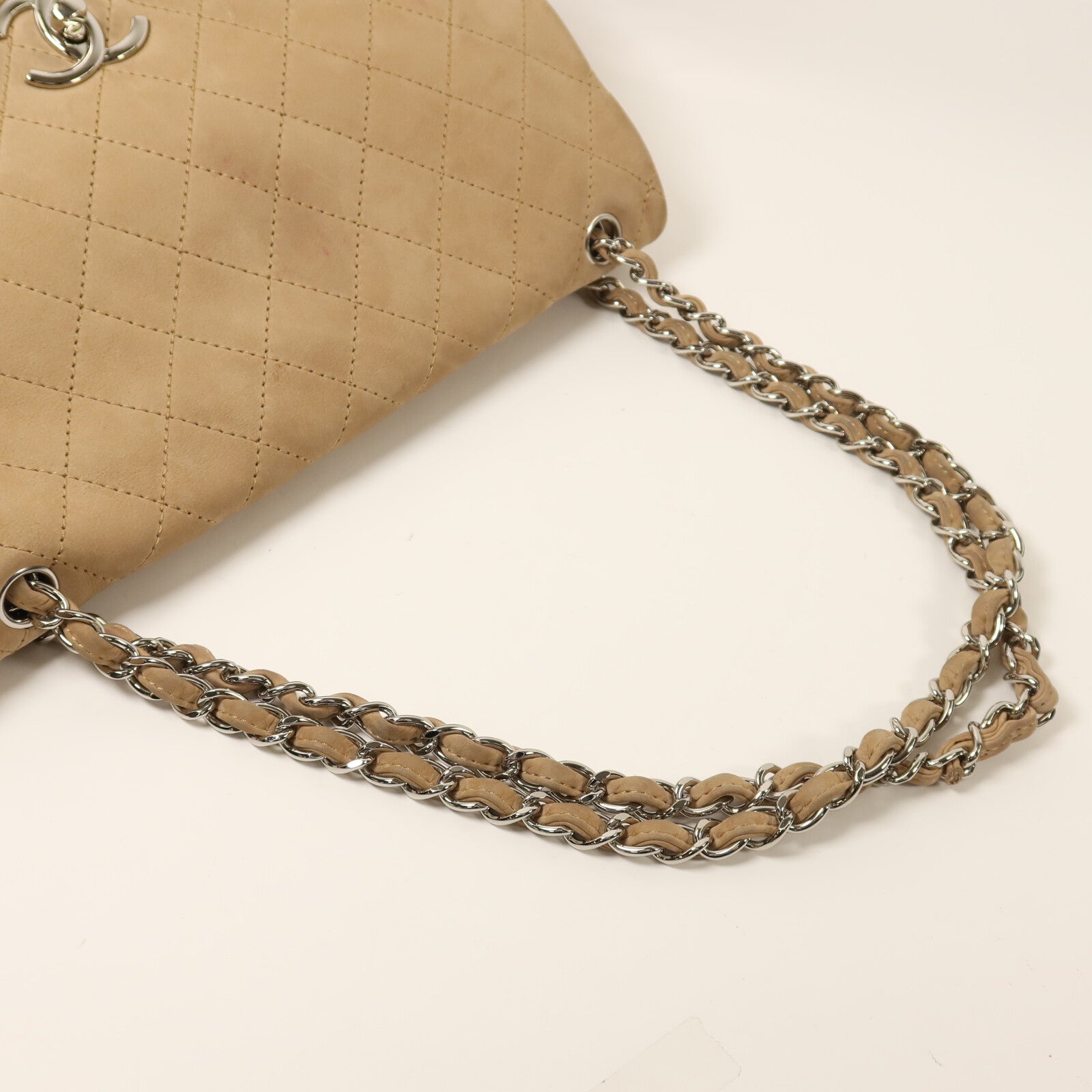 CHANEL Nubuck Seasonal Flap Bag銀扣鏈帶肩背袋