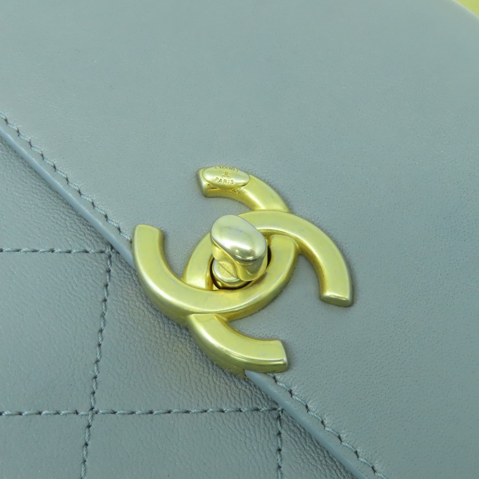 CHANEL 【激減優惠】菱格牛皮皮革Chain Shoulder Bag金扣手挽肩背兩用袋灰色