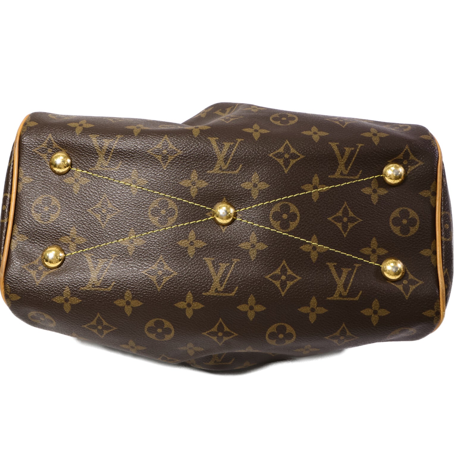 LOUIS VUITTON Monogram Tivoli PM金扣手挽袋棕色