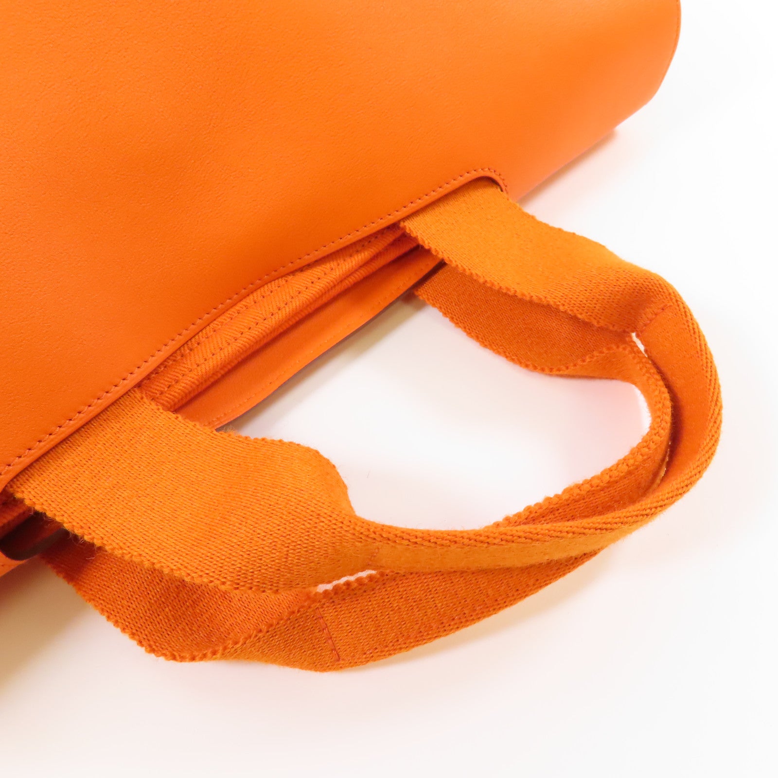 HERMES 帆布Valparaiso銀扣手挽袋Orange