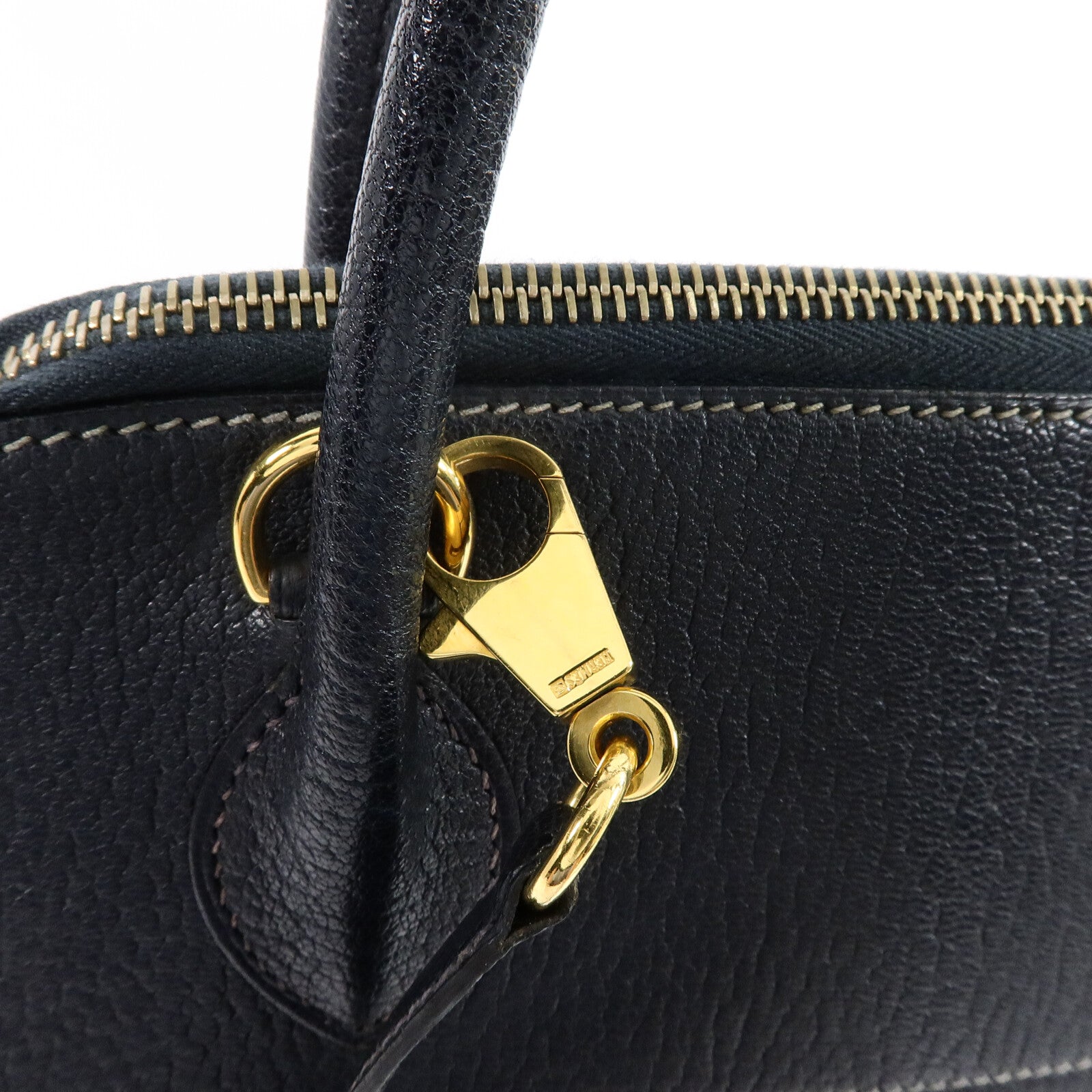 HERMES Chevre皮革Bolide 31金扣手挽肩背兩用袋Blue Marine