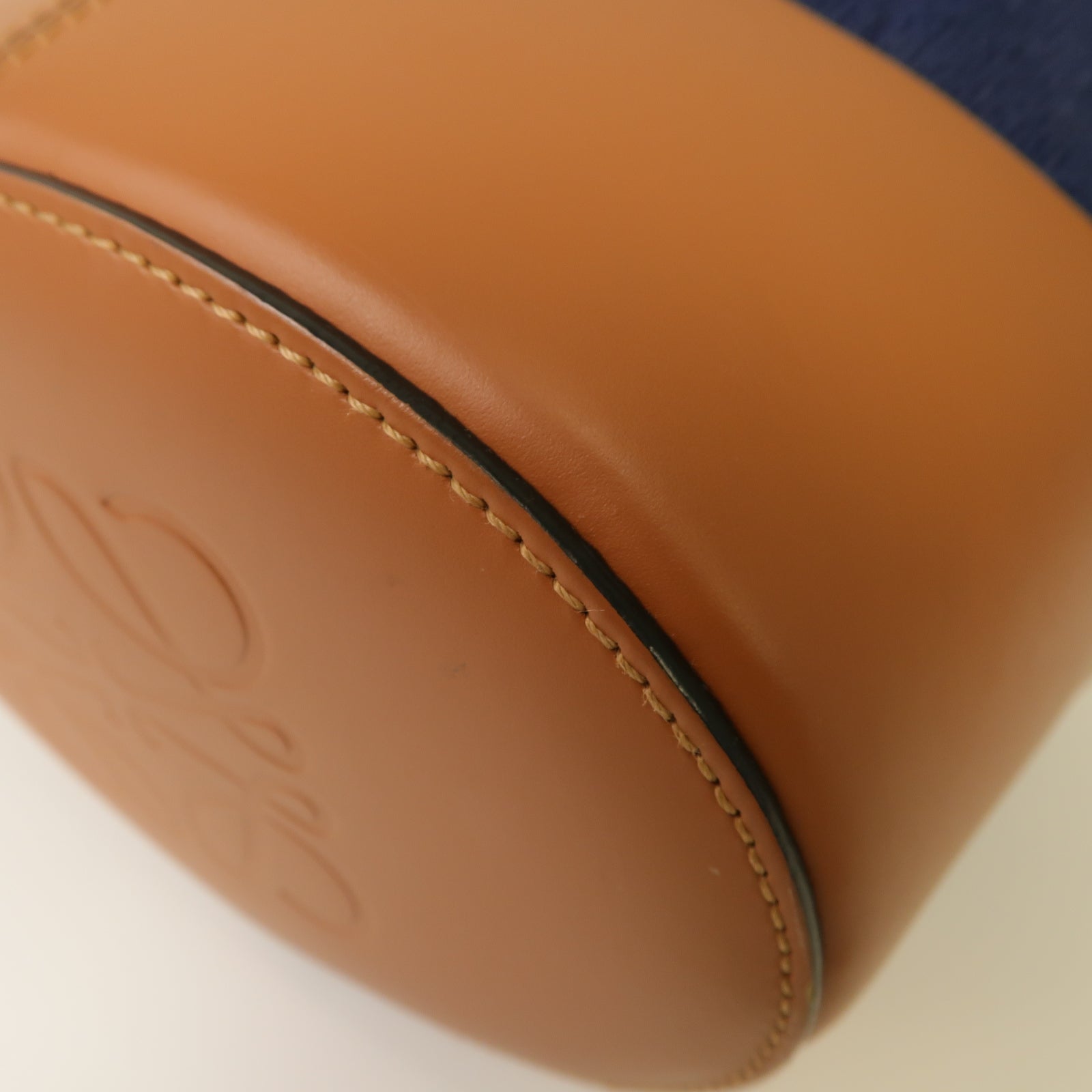LOEWE 帆布Balloon Bag銀扣手挽肩背兩用袋藍色