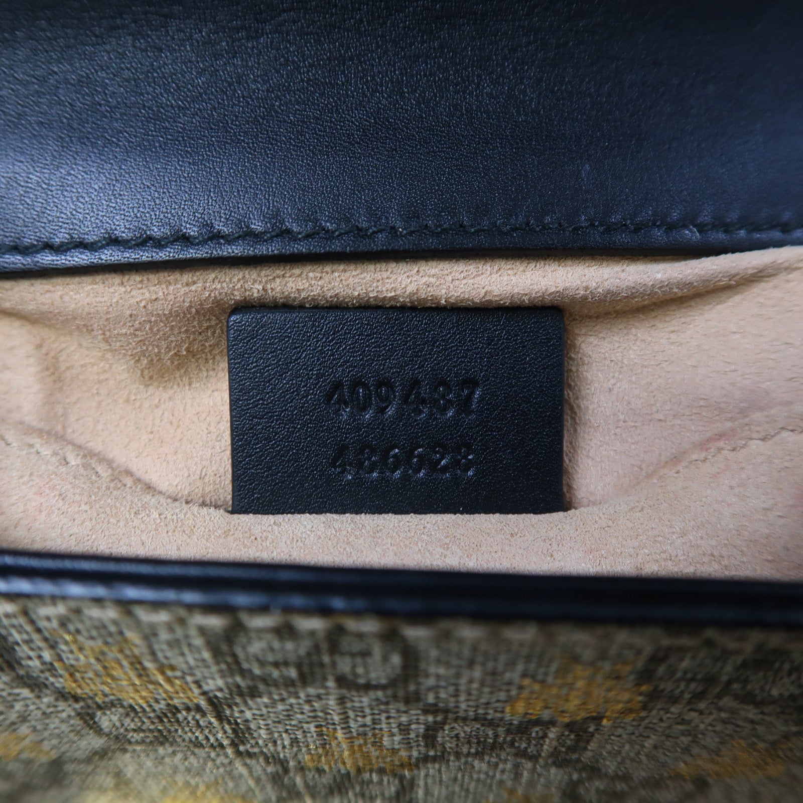 GUCCI 塗層帆布/皮革PadLock金扣鏈帶肩背袋啡色/黑色