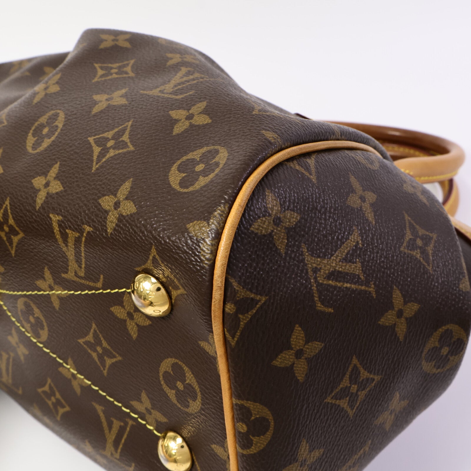 LOUIS VUITTON Monogram Tivoli PM金扣手挽袋棕色