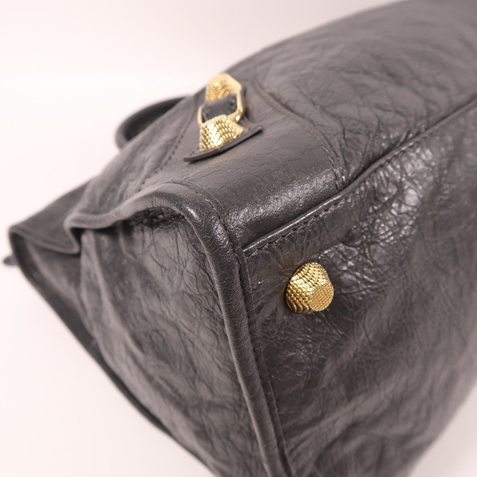 BALENCIAGA 牛皮皮革Giant Work Handbag金扣手挽袋灰色