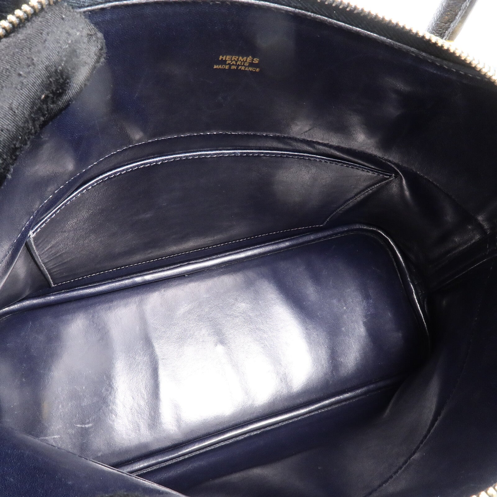 HERMES Chevre皮革Bolide 31金扣手挽肩背兩用袋Blue Marine