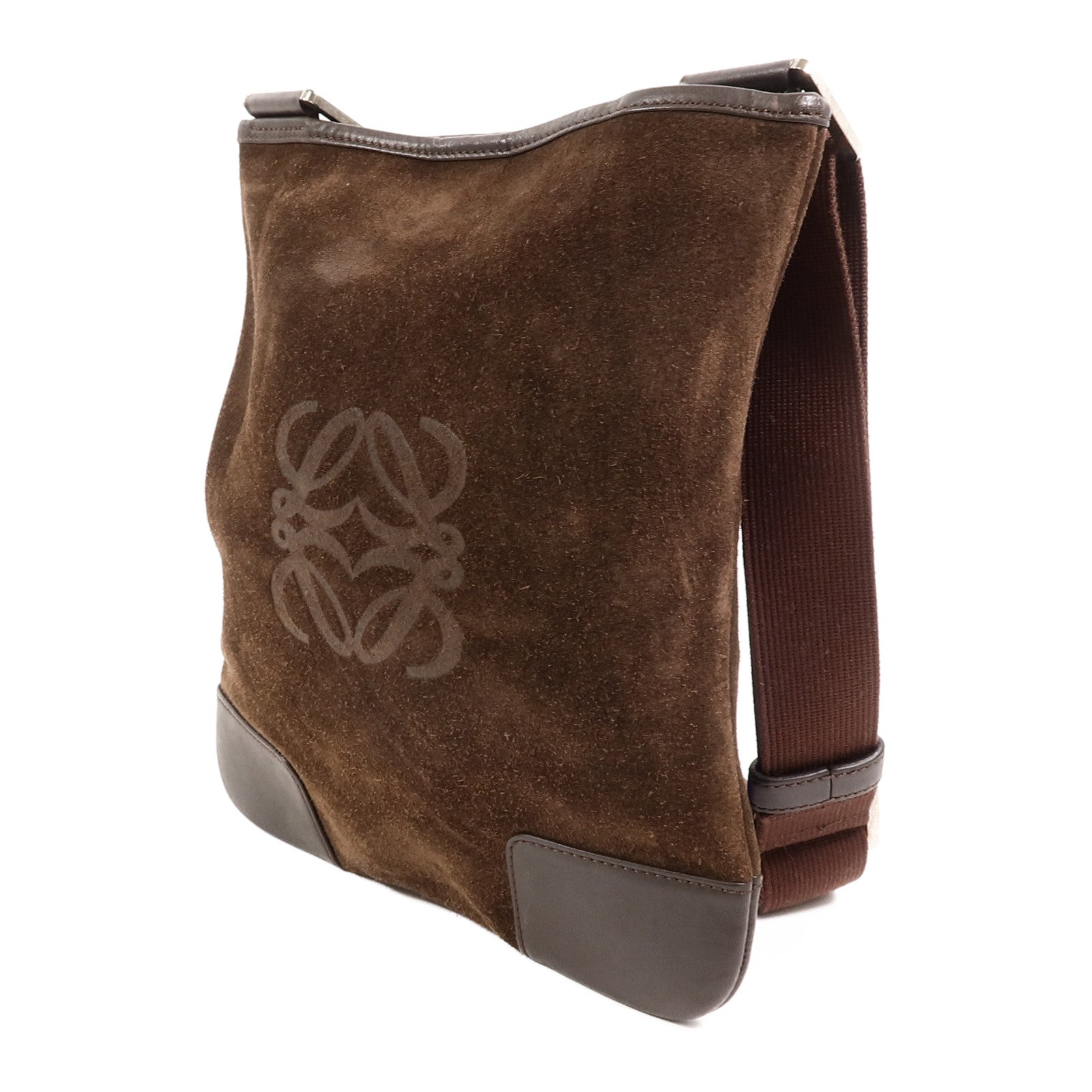 LOEWE 麂皮皮革Anagram肩背袋