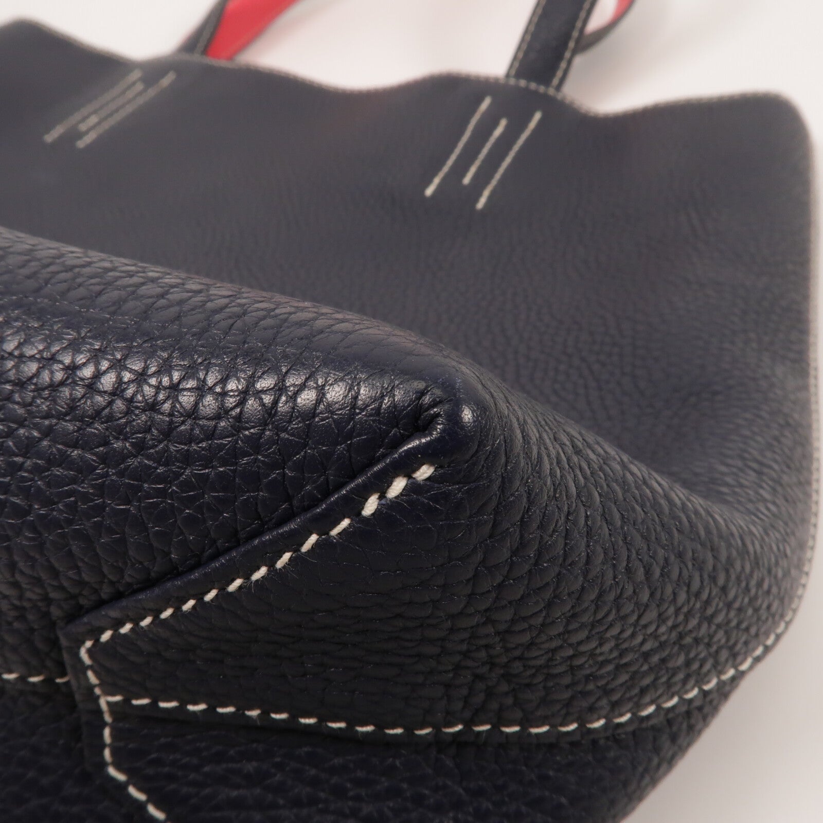 HERMES Clemence皮革Double Sens 28手挽袋Blue Nuit/Rose Extre