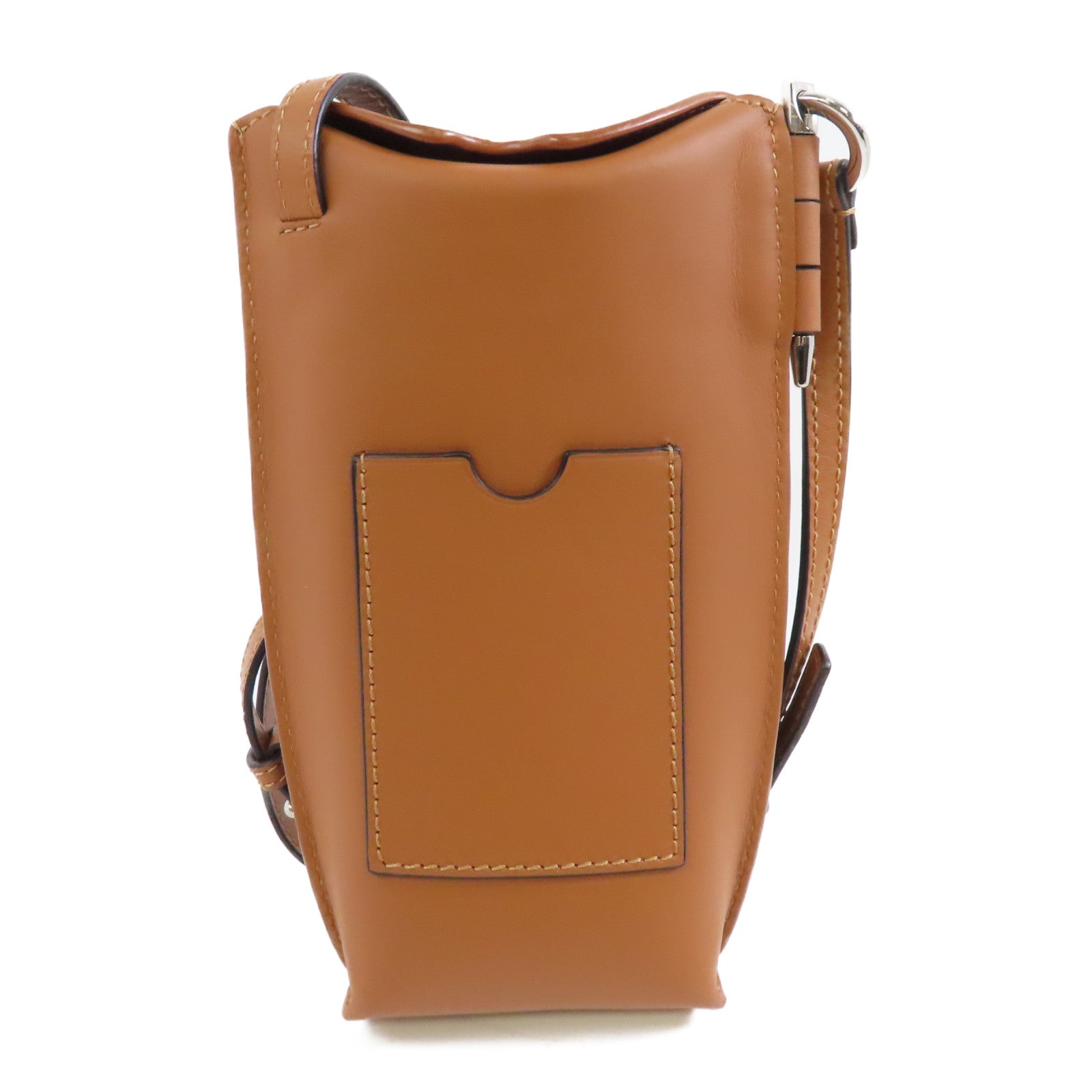 LOEWE 【激減優惠】牛皮皮革Gate Pocket銀扣肩背袋啡色/黑色