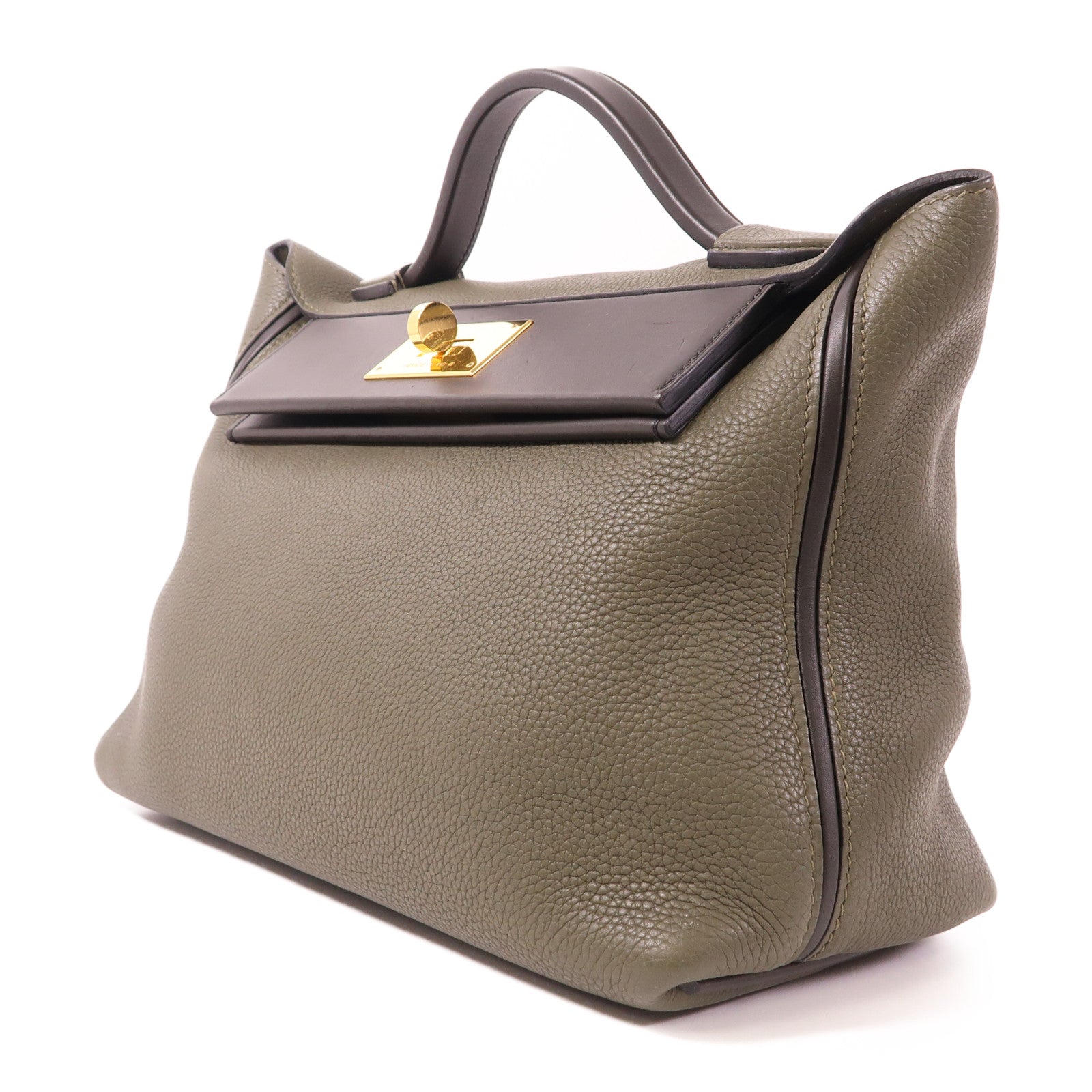 HERMES Clemence皮革24/24 29cm金扣手挽肩背兩用袋