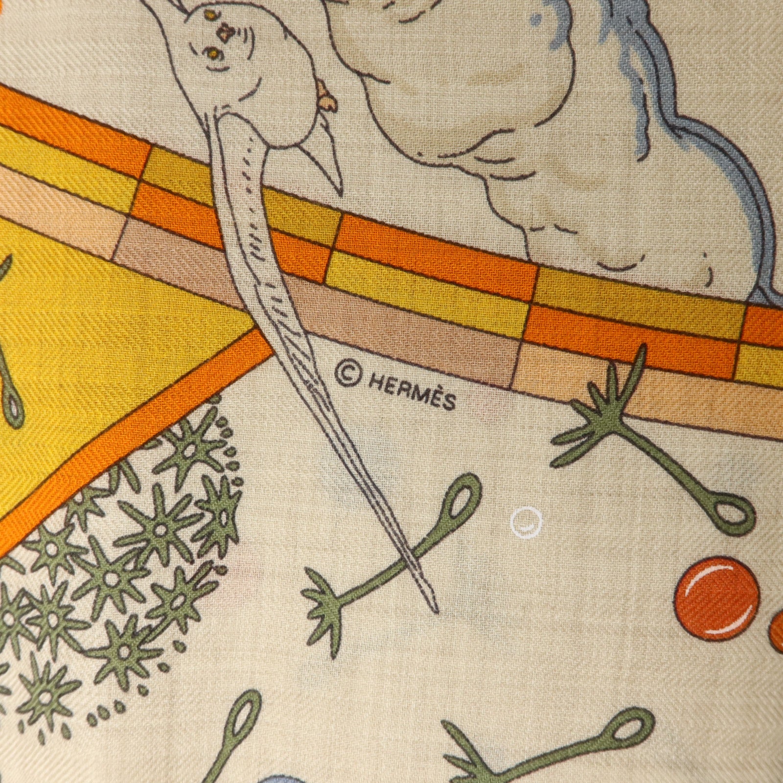 HERMES 羊絨/絲質Scarf 140X140絲巾