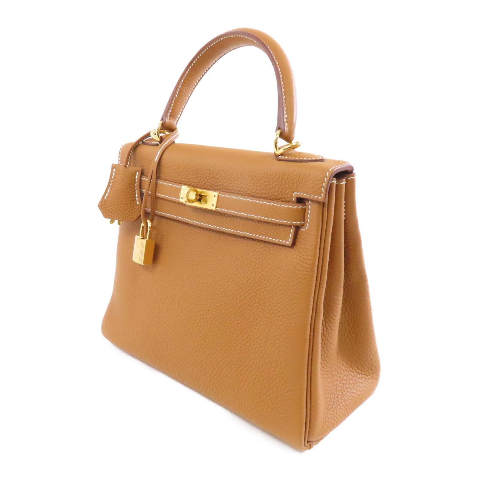 HERMES 【激減優惠】Togo皮革Kelly 25金扣手挽肩背兩用袋Gold啡色