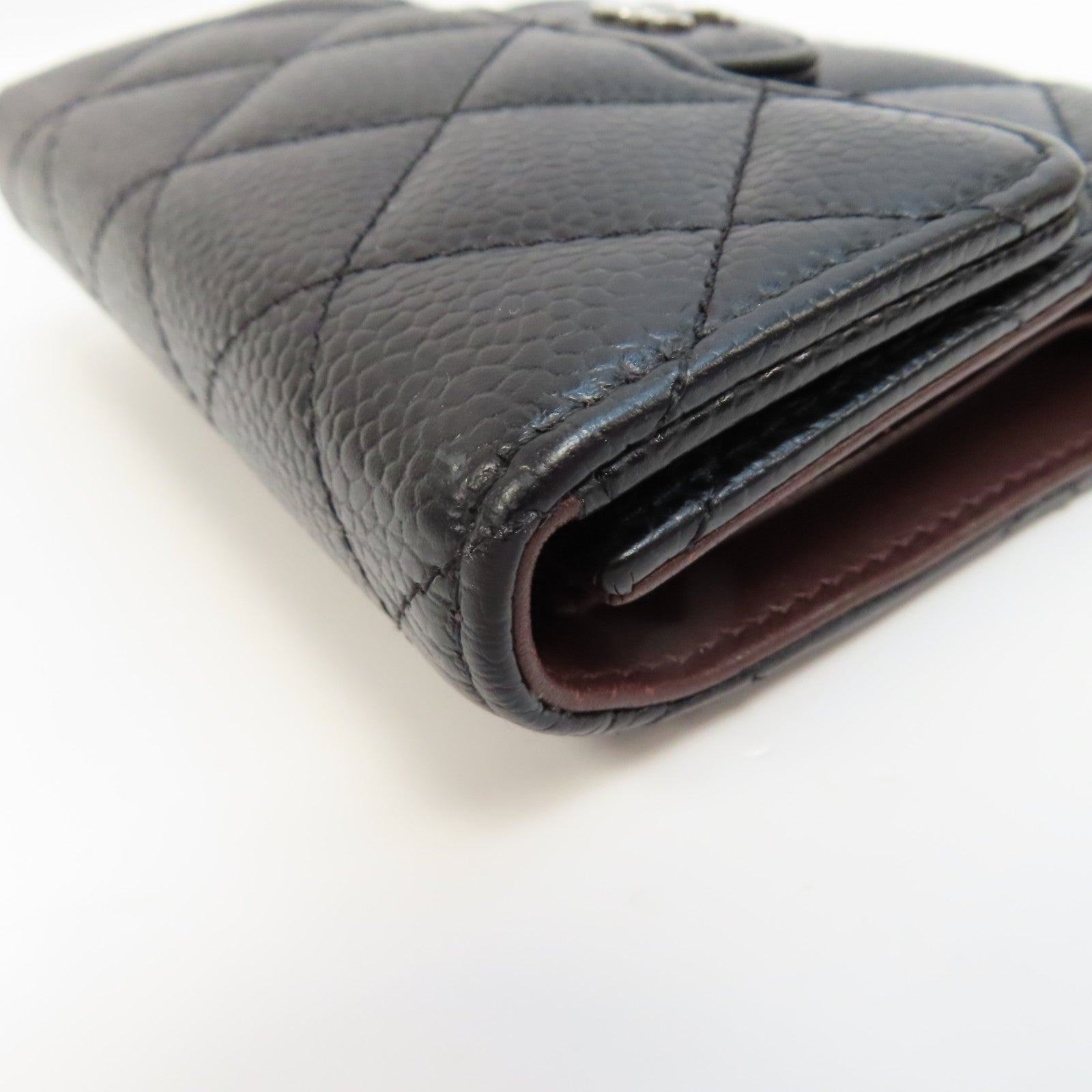 CHANEL 菱格Caviar皮革Wallet銀扣錢包黑色