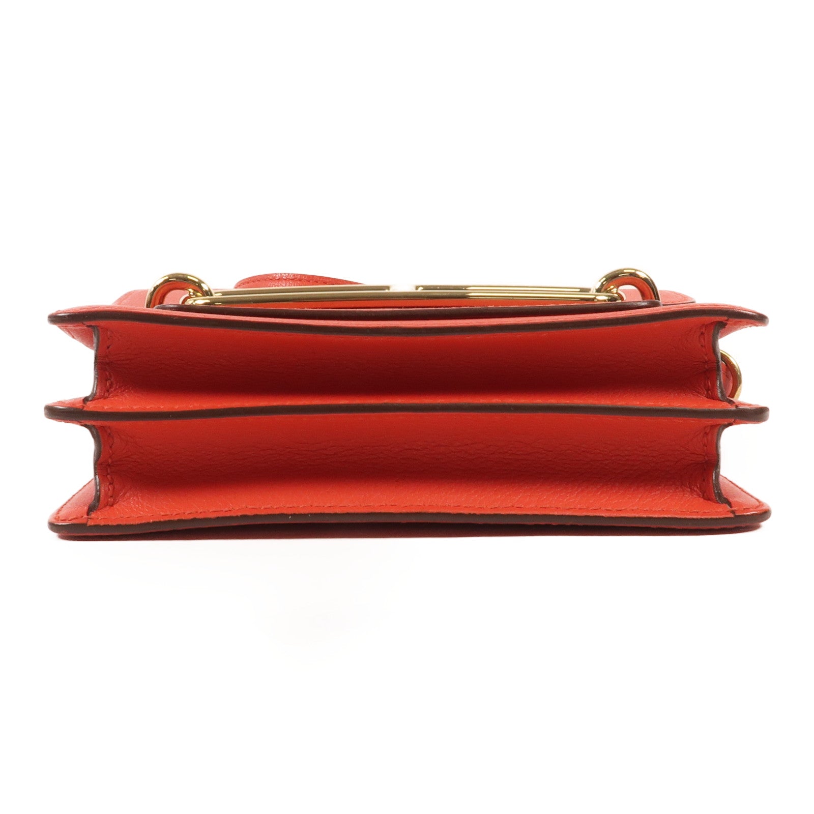 HERMES Evercolor皮革Mini Roulis金扣肩背袋Rouge Tomate