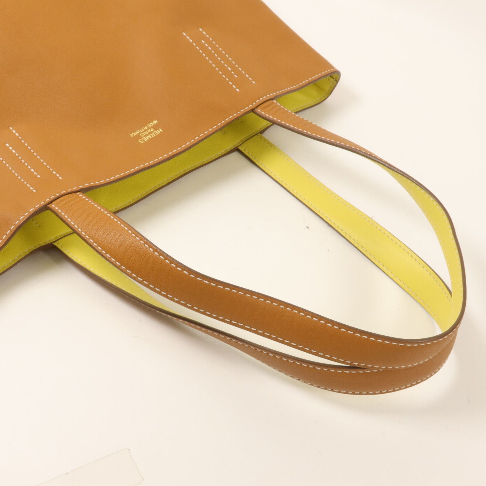 HERMES Swift皮革Double Sens 28肩背袋/手挽袋Gold/Lime