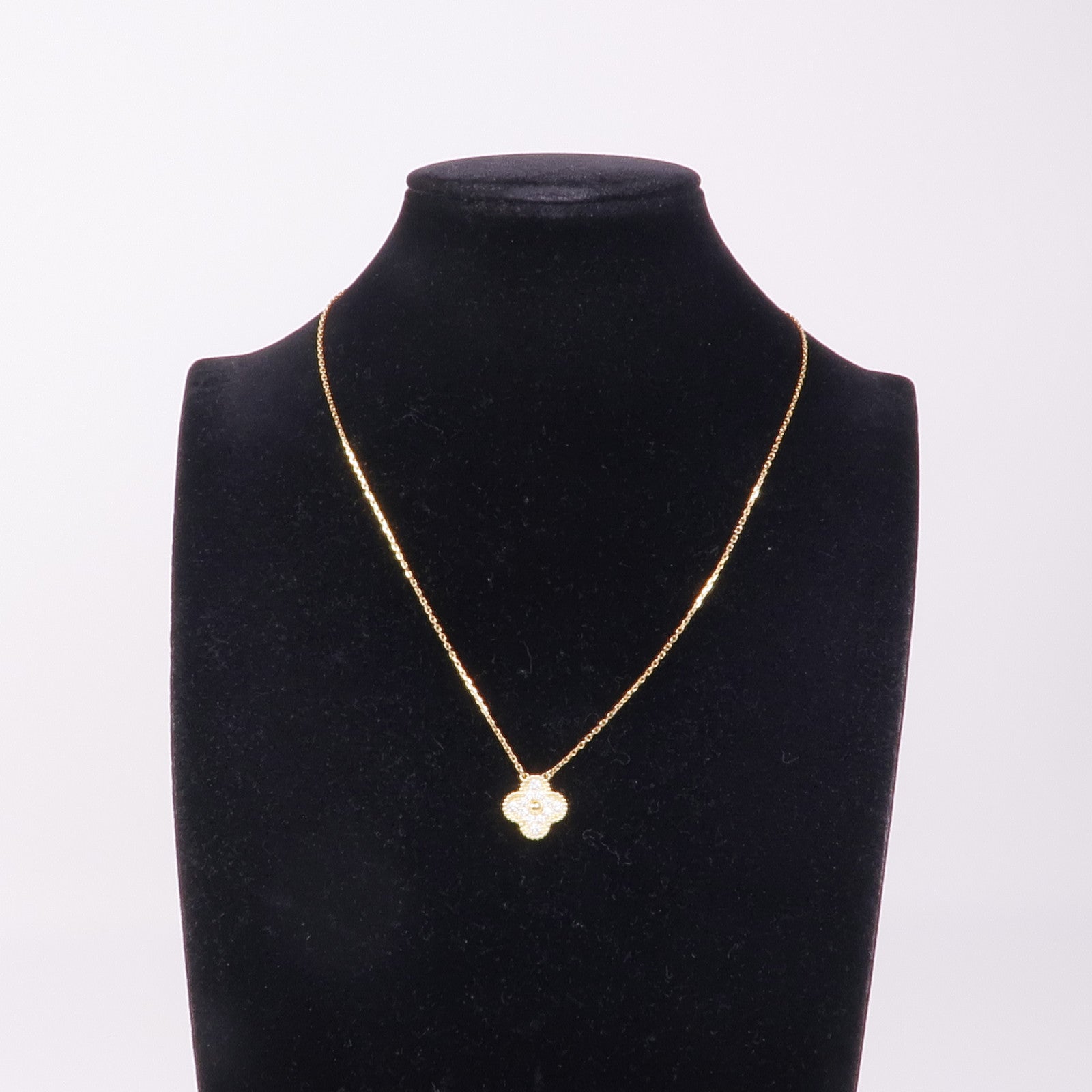 Van Cleef & Arpels 18K黃金Vintage Alhambra Diamond Pendant鑽石項鍊