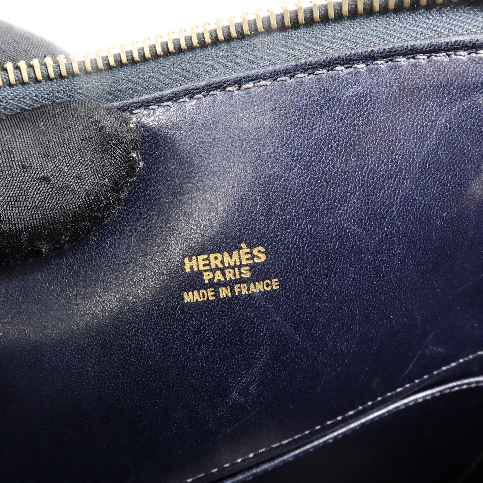 HERMES Chevre皮革Bolide 31金扣手挽肩背兩用袋Blue Marine