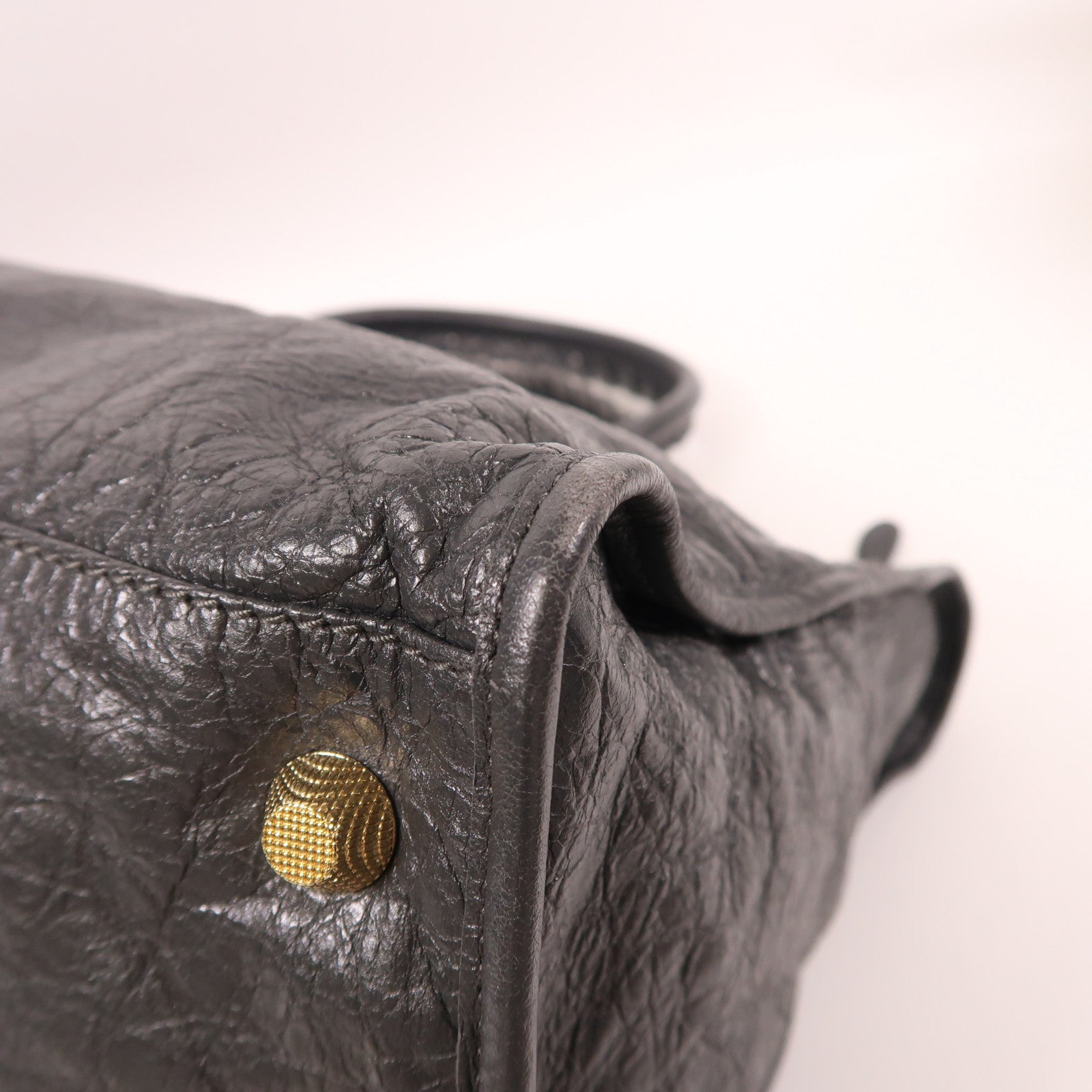 BALENCIAGA 牛皮皮革Giant Work Handbag金扣手挽袋灰色