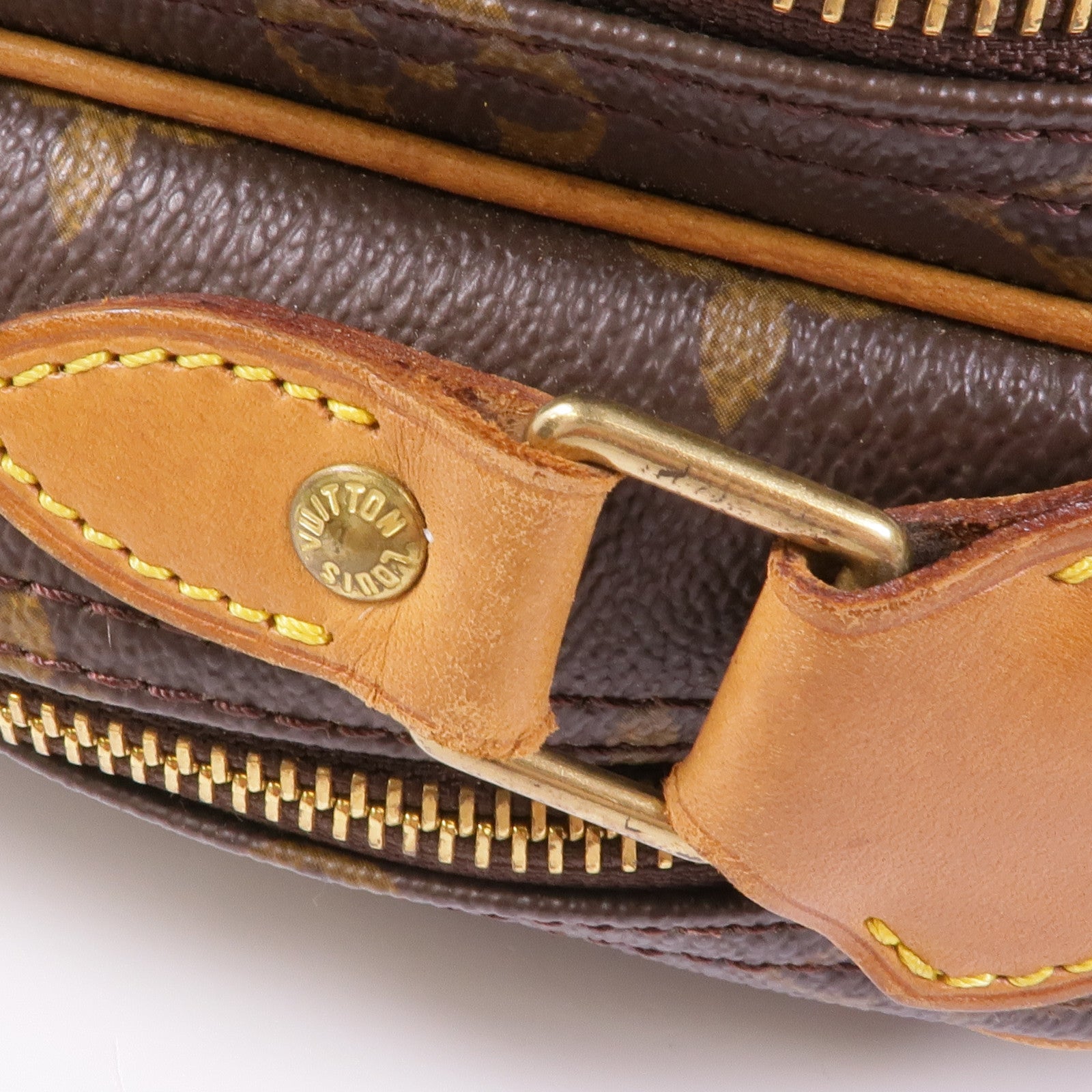 LOUIS VUITTON Monogram Reporter PM金扣肩背袋棕色