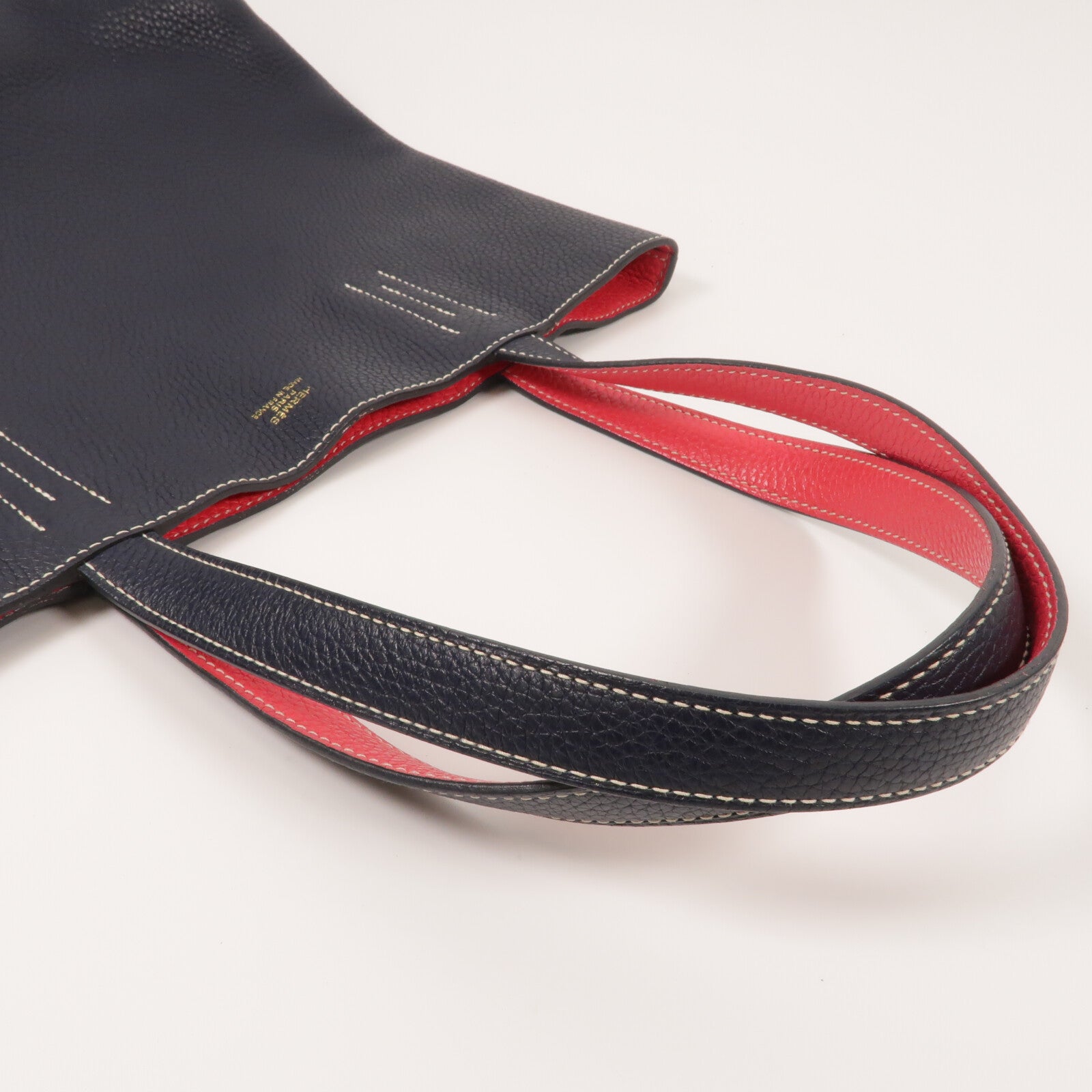 HERMES Clemence皮革Double Sens 28手挽袋Blue Nuit/Rose Extre