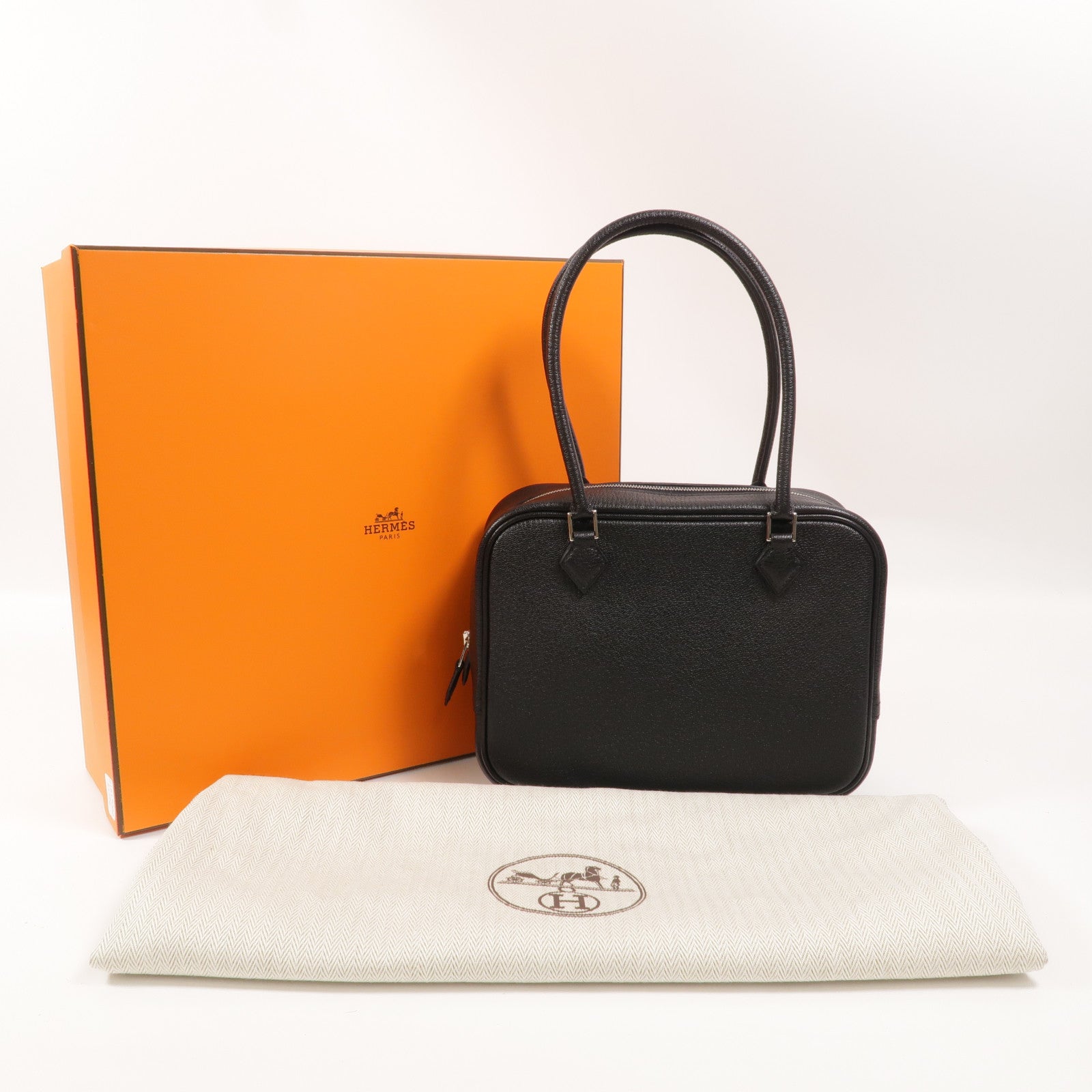 HERMES Chevre皮革Mini Plume手挽袋Noir