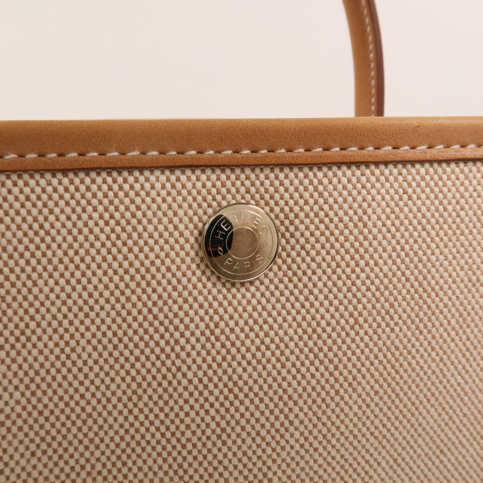 HERMES 帆布/Barenia皮革Garden Party PM手挽袋